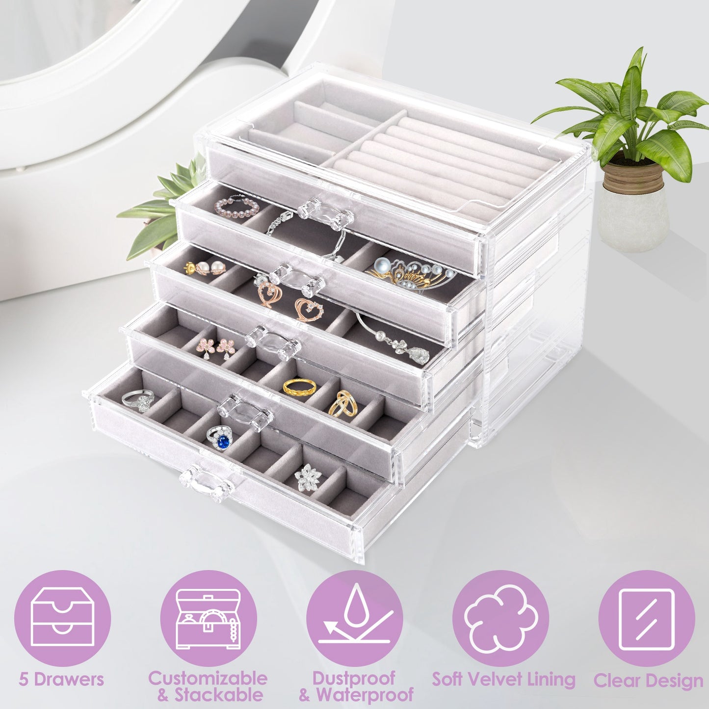 Clear Acrylic Jewelry Box Organizer