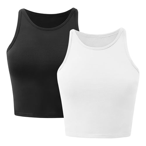 Sleeveless Cropped Racer Tank Top