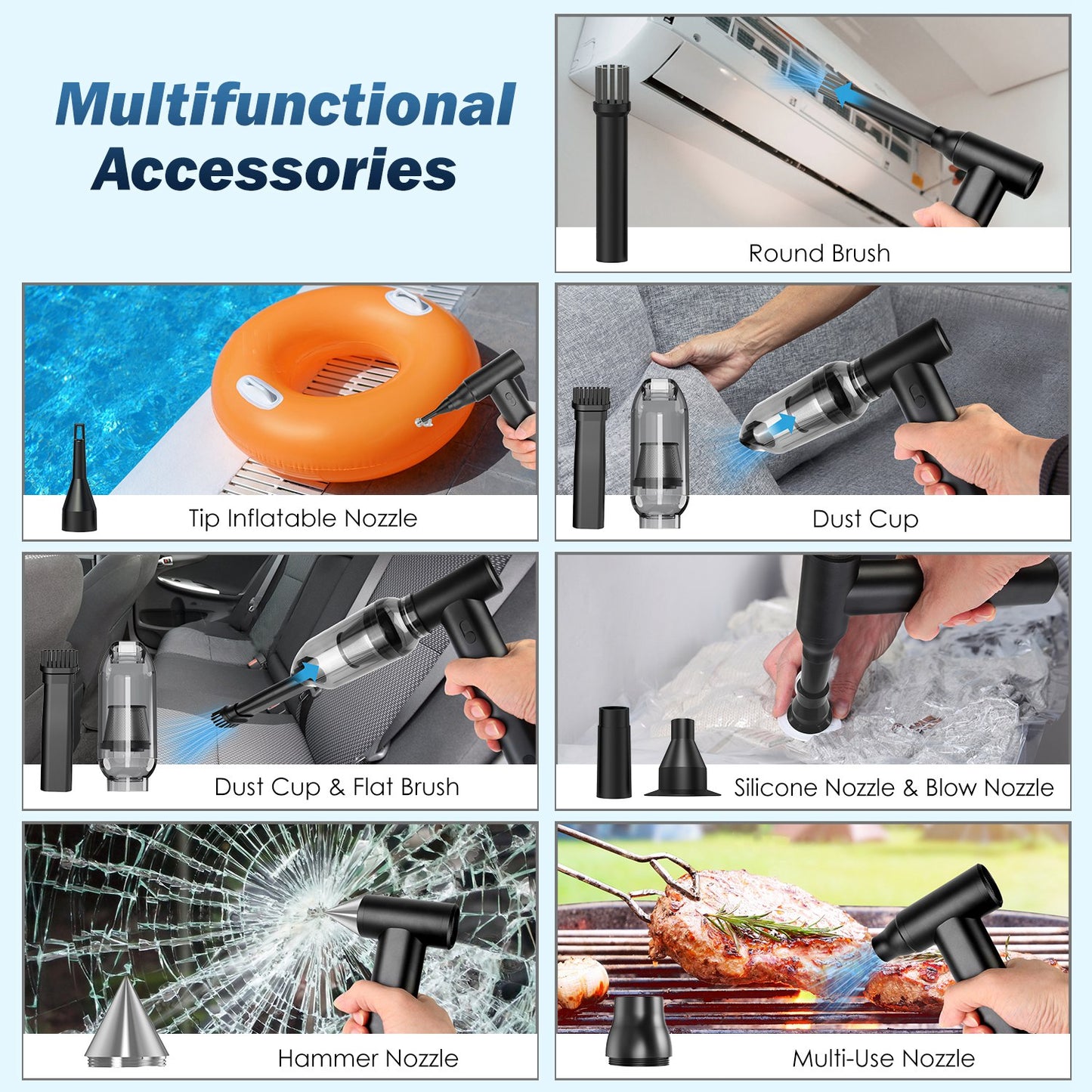 Cordless Air Duster 130,000 RPM with 19 Accessories