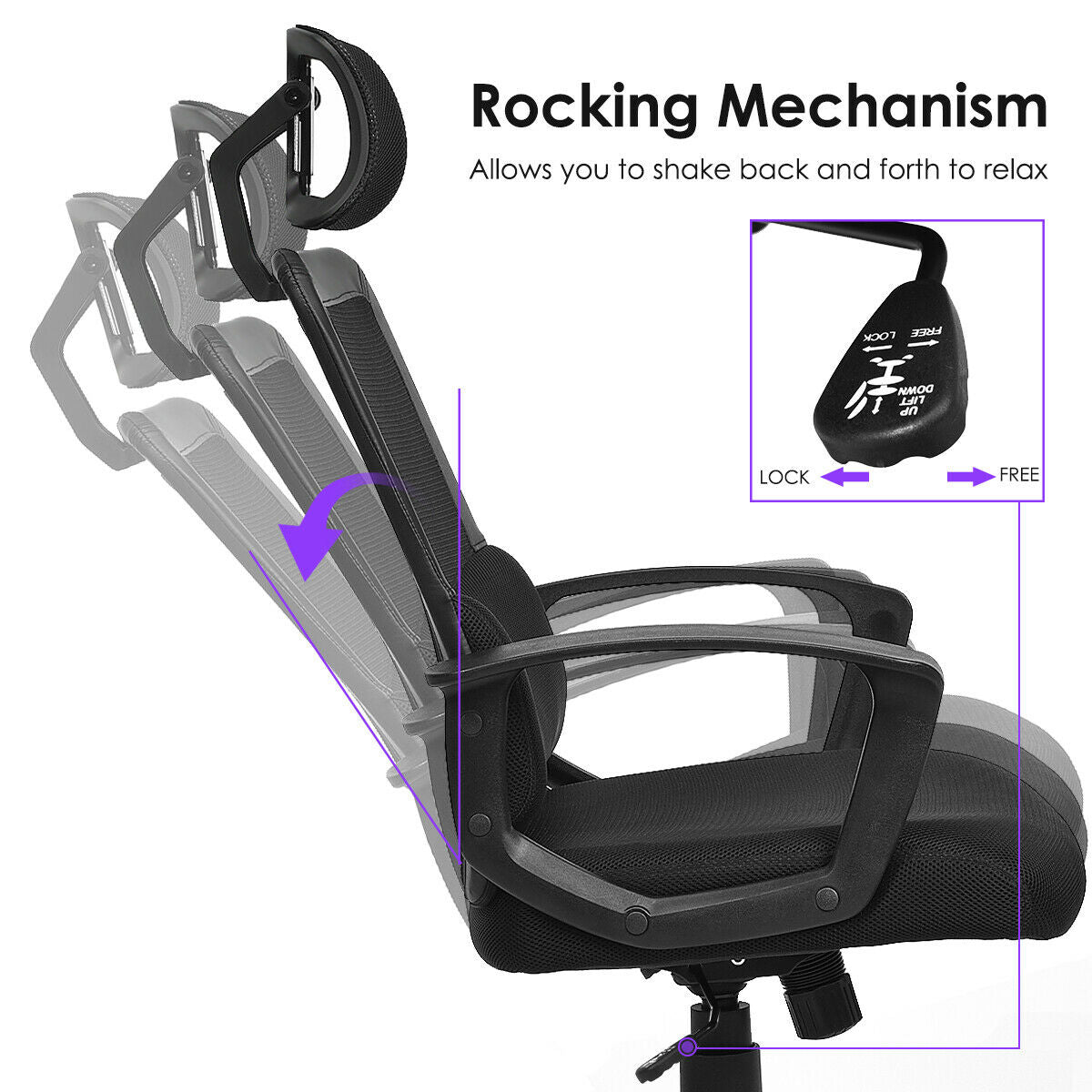 High Back Ergonomic Mesh Office Chair with Adjustable Height