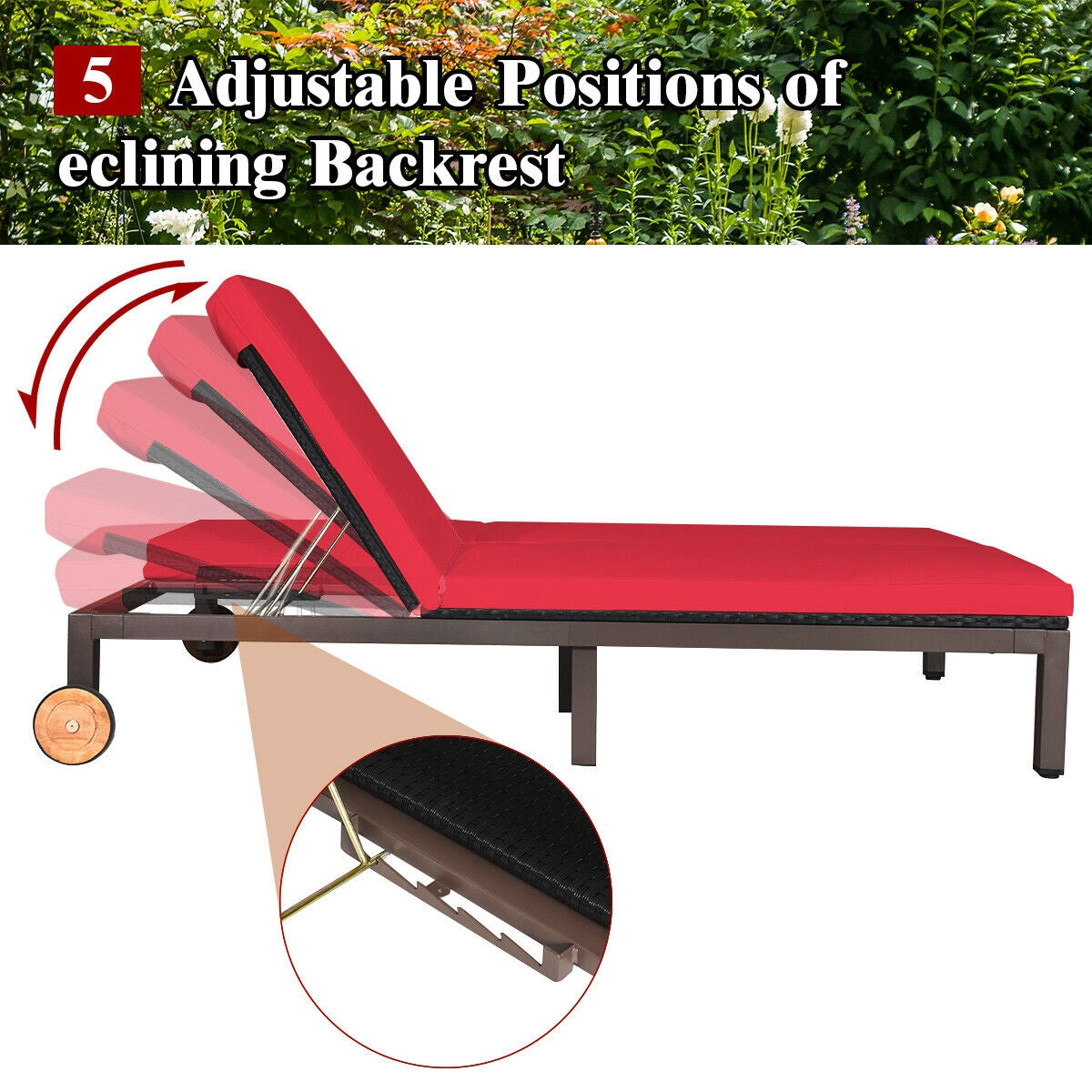 2-Person Patio Lounge Chair with Adjustable Backrest
