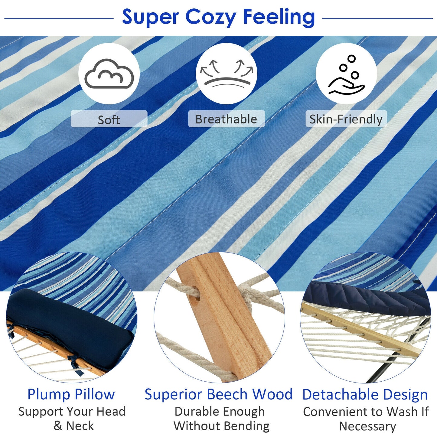 Hammock Chair Stand Set with Cotton Swing & Pillow