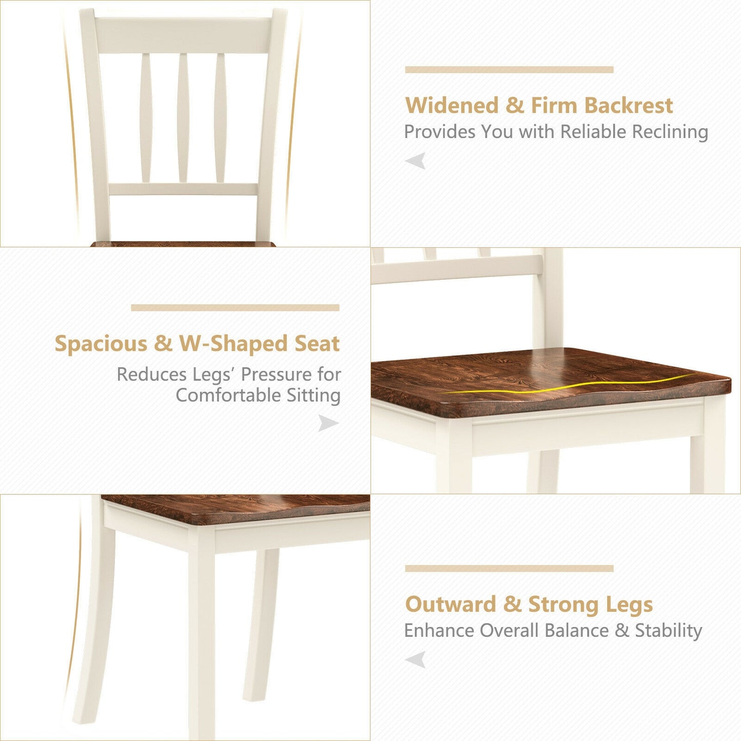 Spindle Back Wood Dining Chairs - Set of 2