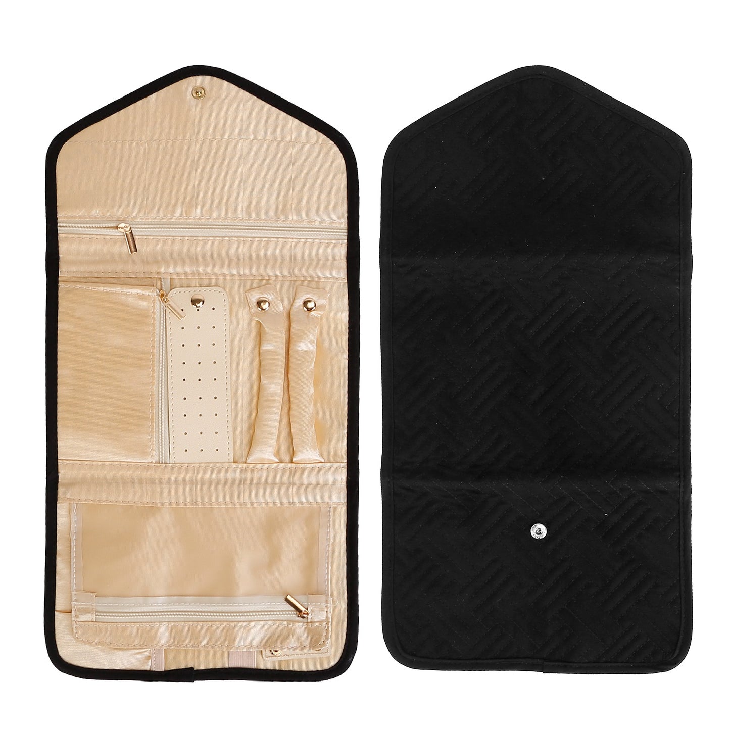 Travel Jewelry Organizer Case - Foldable Roll Storage Bag