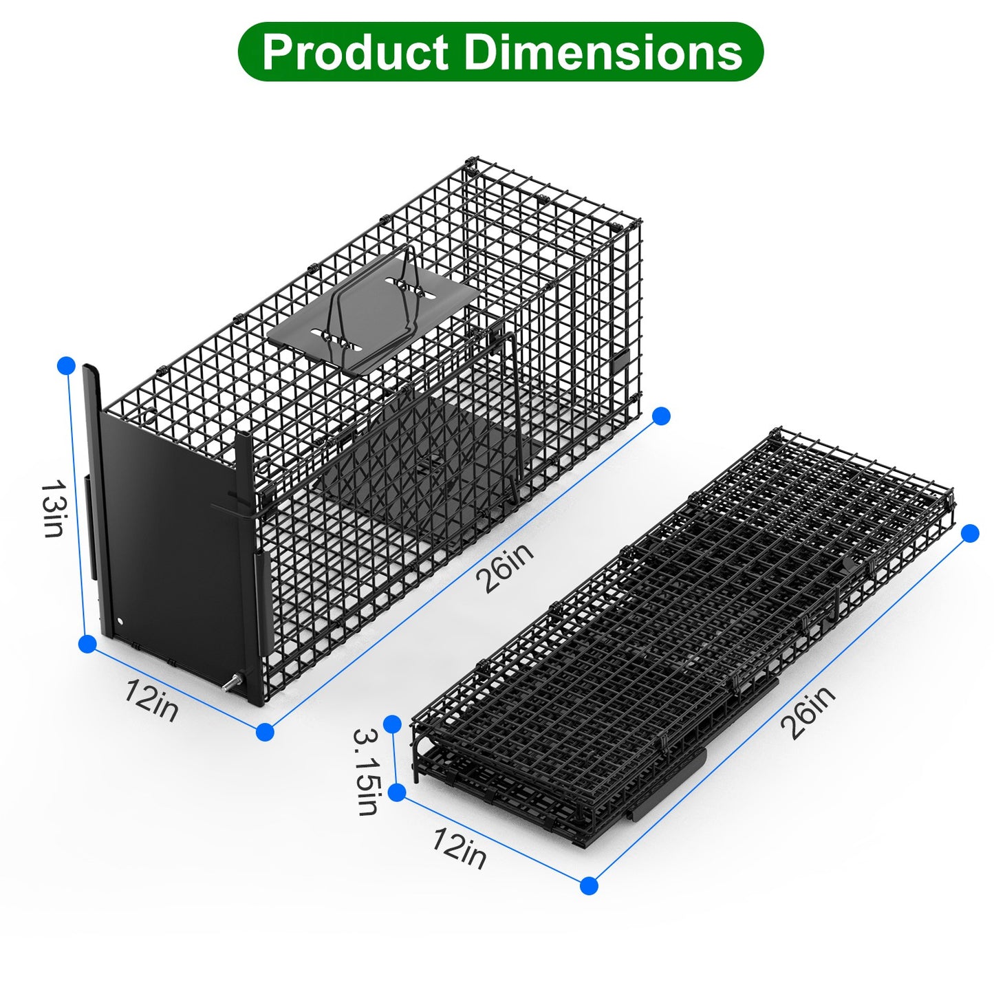 40in Humane Live Animal Trap Cage for Raccoons & Opossums