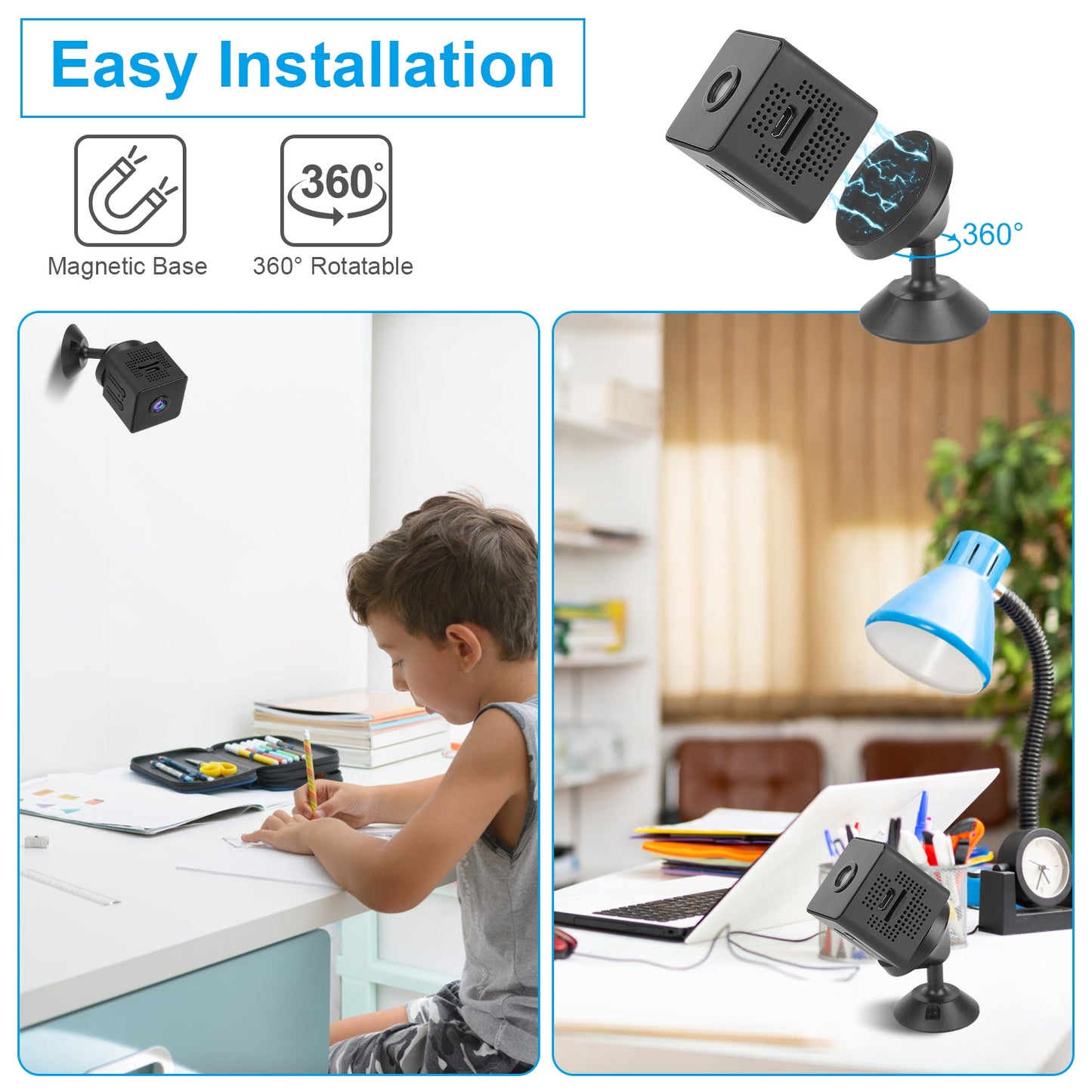 1080P WiFi Mini Security Camera with Night Vision & Motion Detection