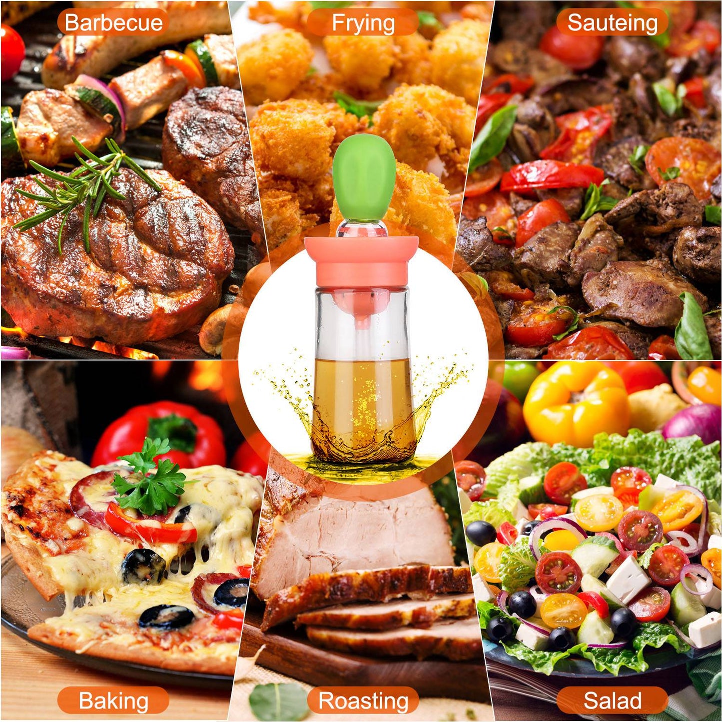 2-in-1 Glass Oil Dispenser Bottle with Silicone Brush