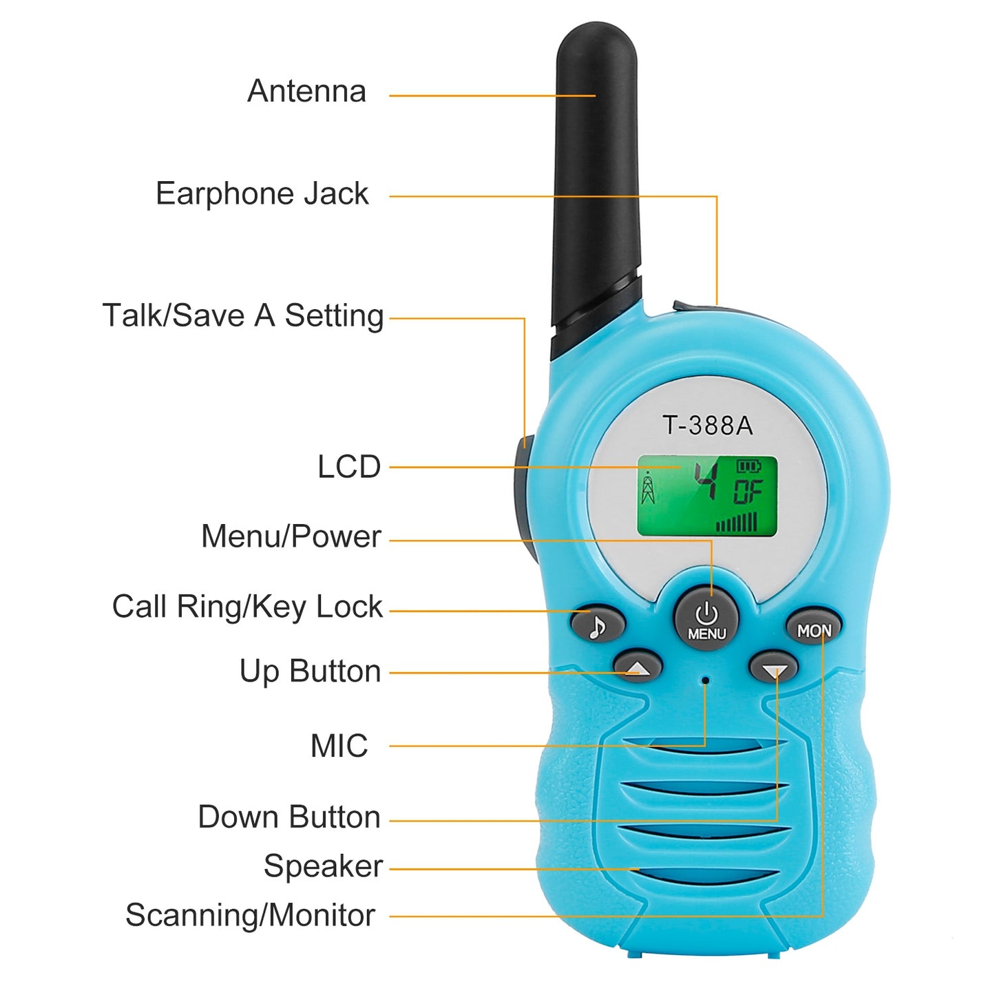 Kids Walkie Talkies 22 Channels 2-Way Radio with LCD Display