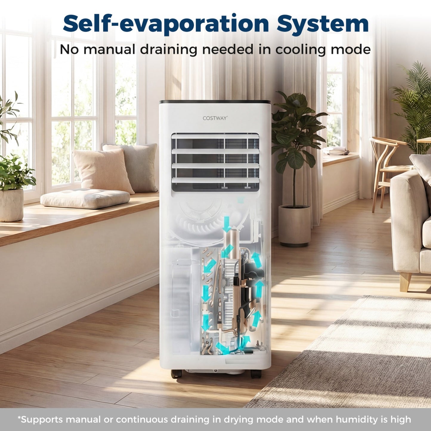 10000 BTU Portable Air Conditioner with Fan and Dehumidifier and LED Display