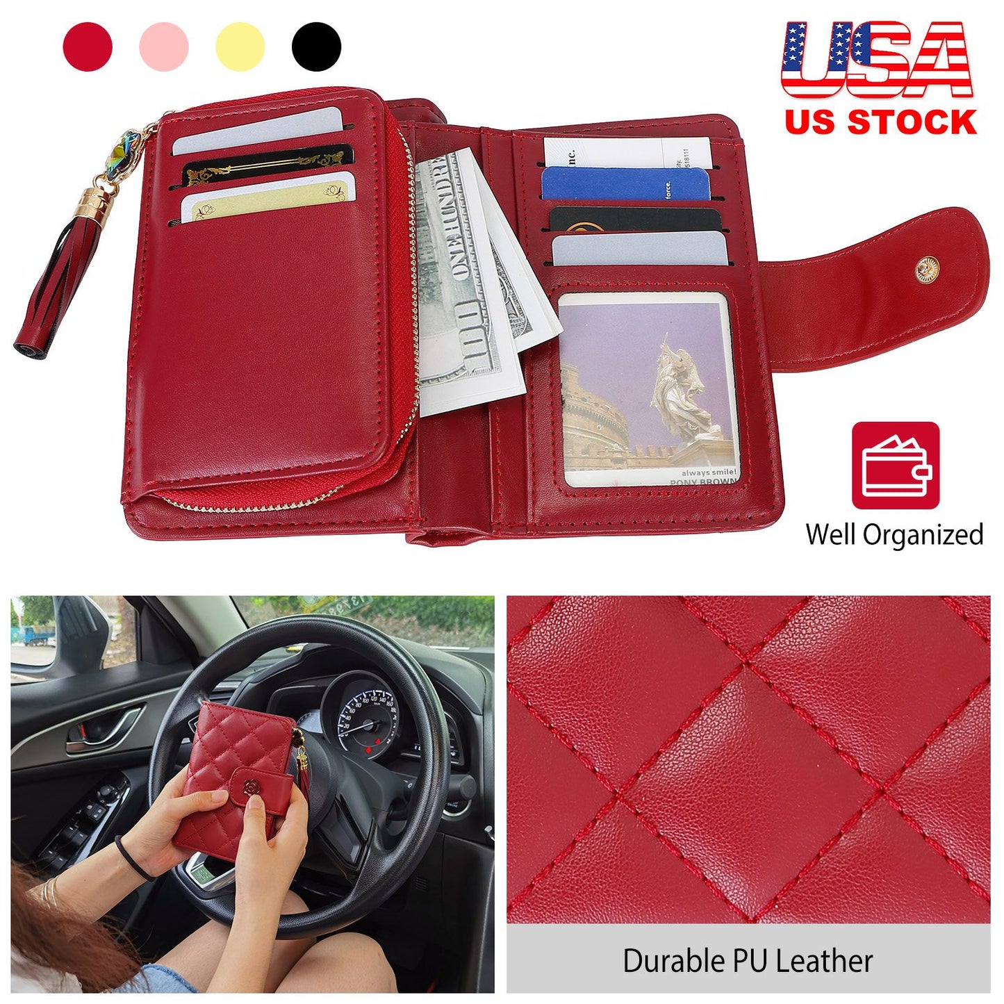 Women’s PU Leather Wallet with Tassel