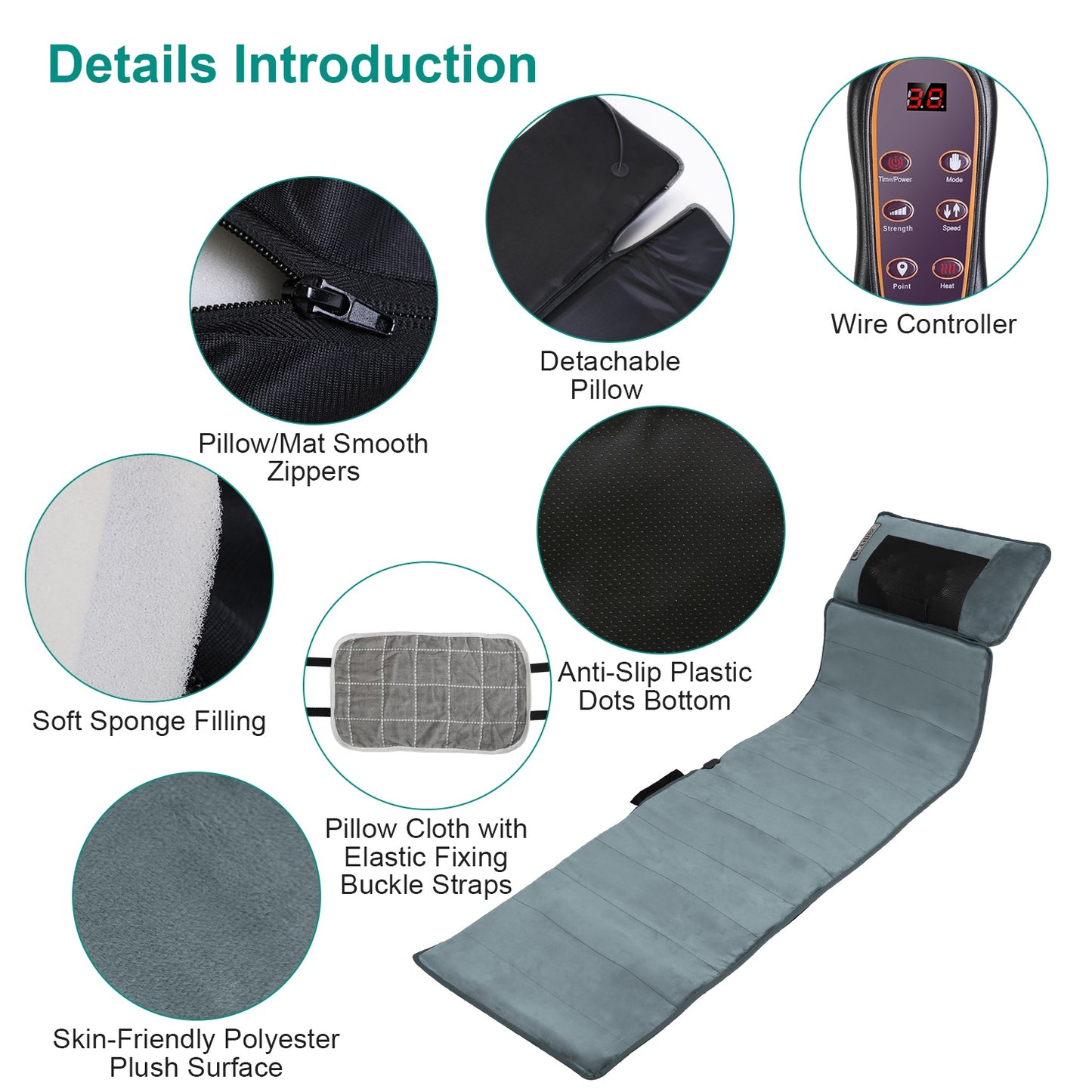 Full Body Electric Massage Mat with Heat Vibration