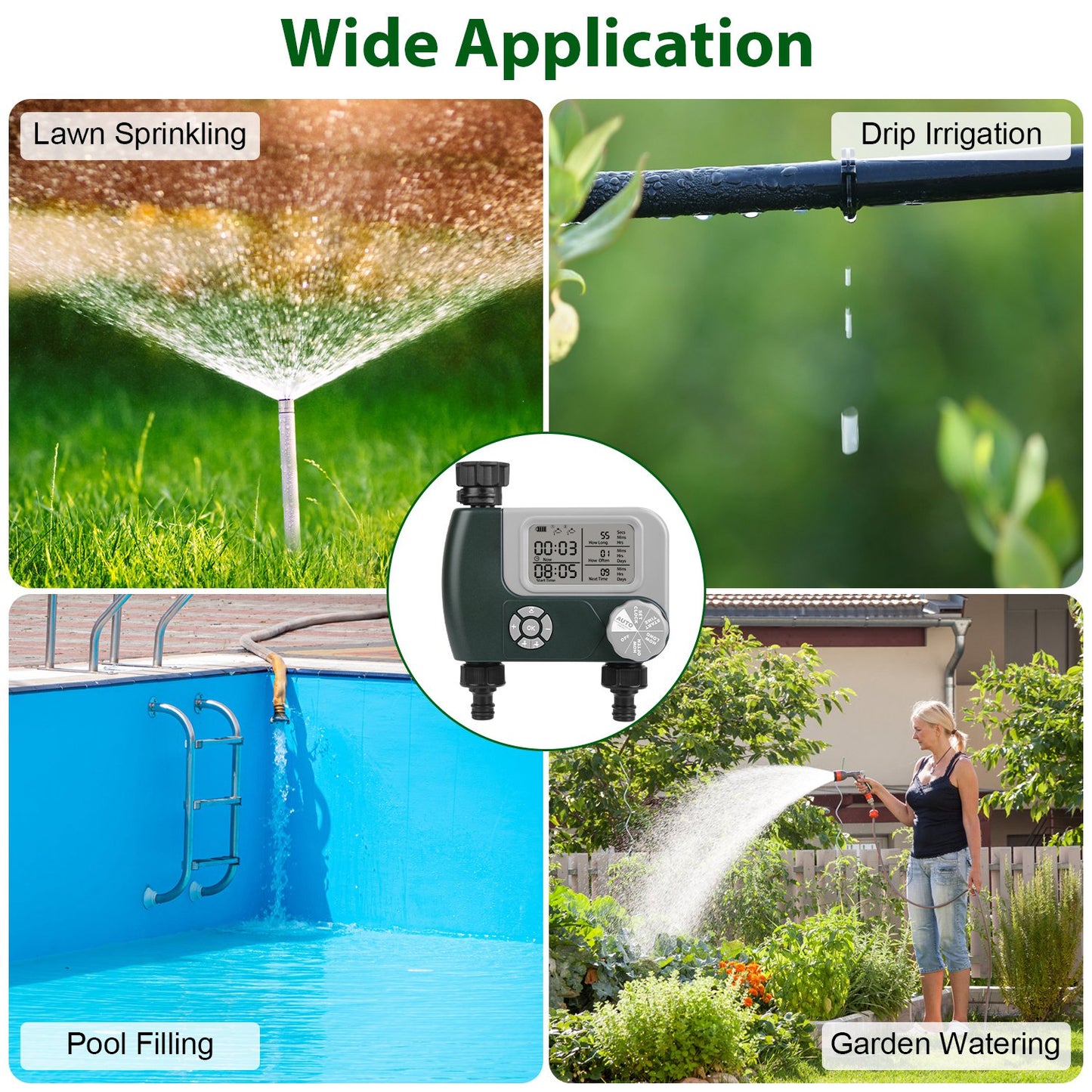 Digital Dual-Zone Sprinkler Timer with Programmable Watering