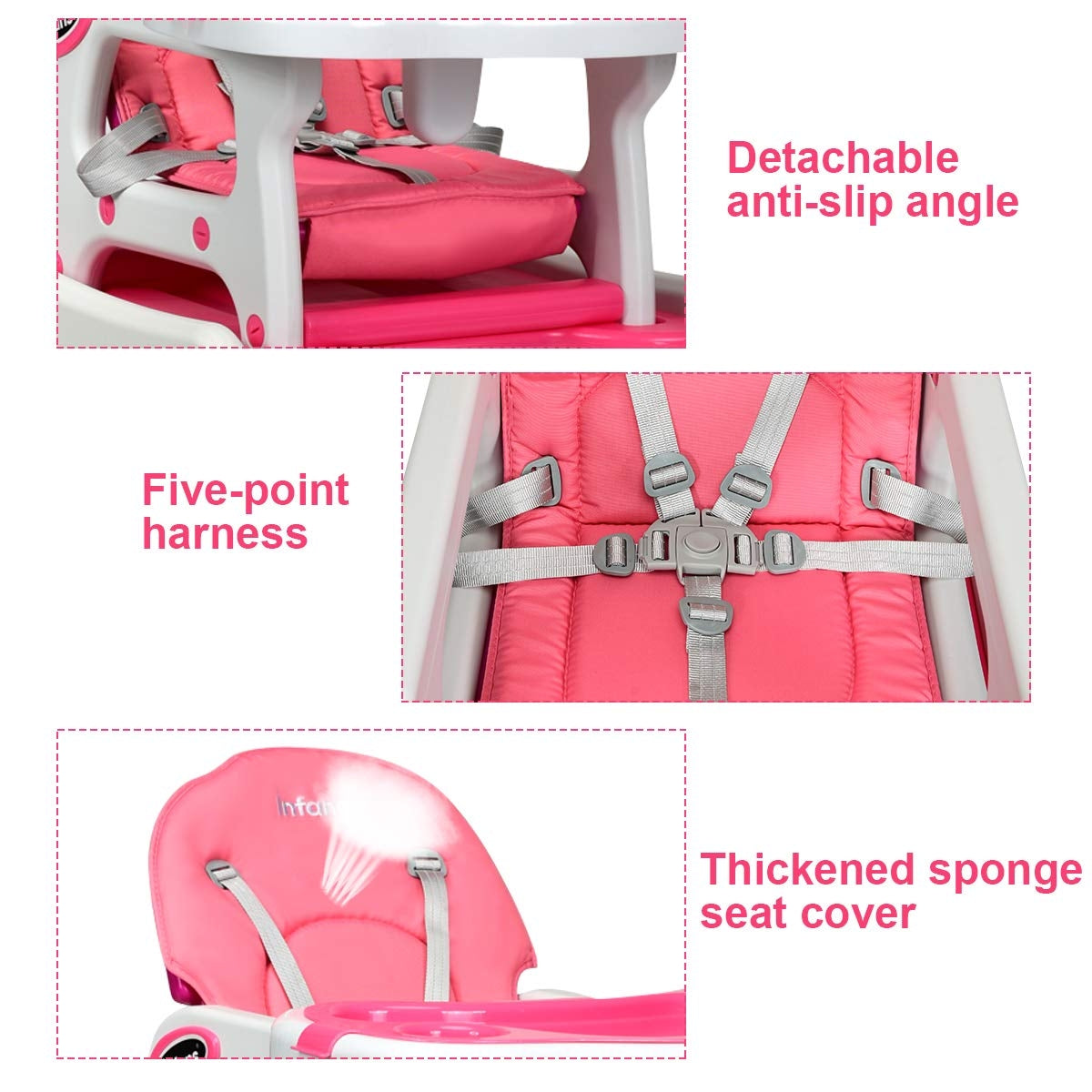 3-in-1 Convertible High Chair with Lockable Wheels