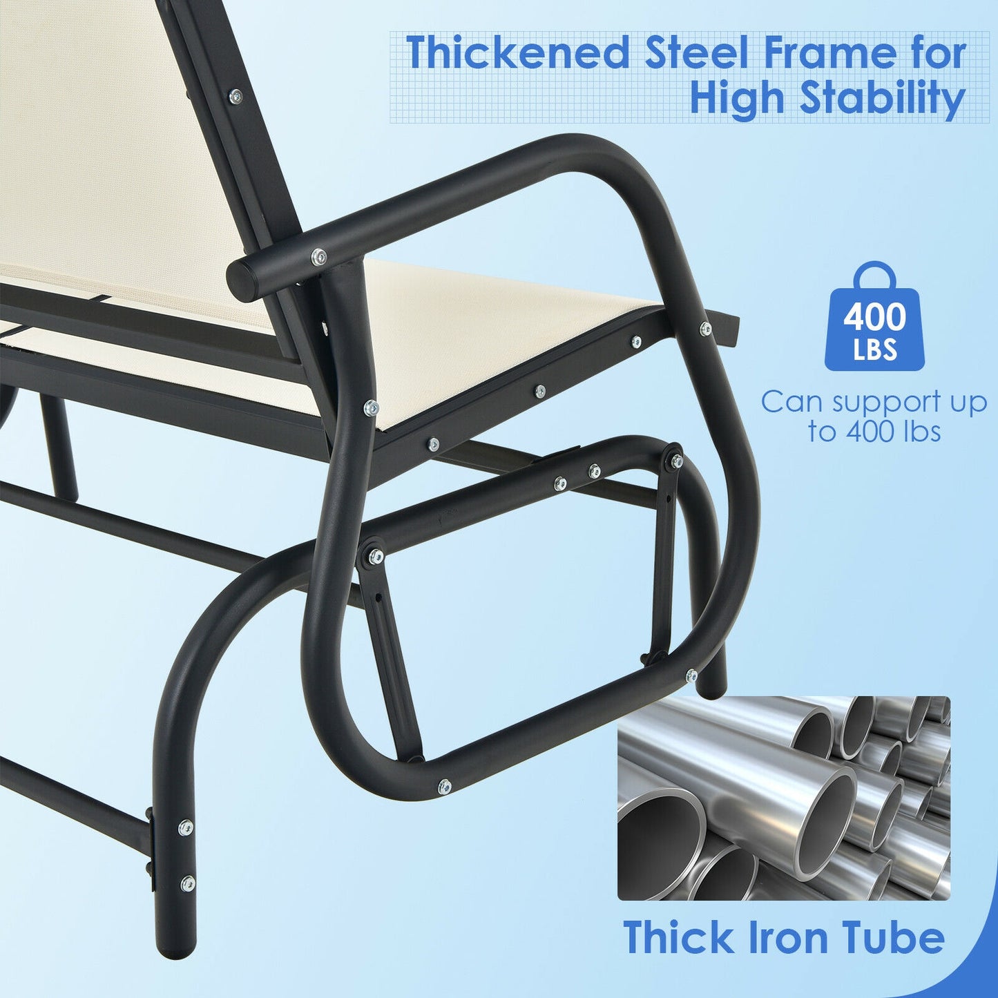 48-Inch Outdoor Glider Loveseat with Steel Frame
