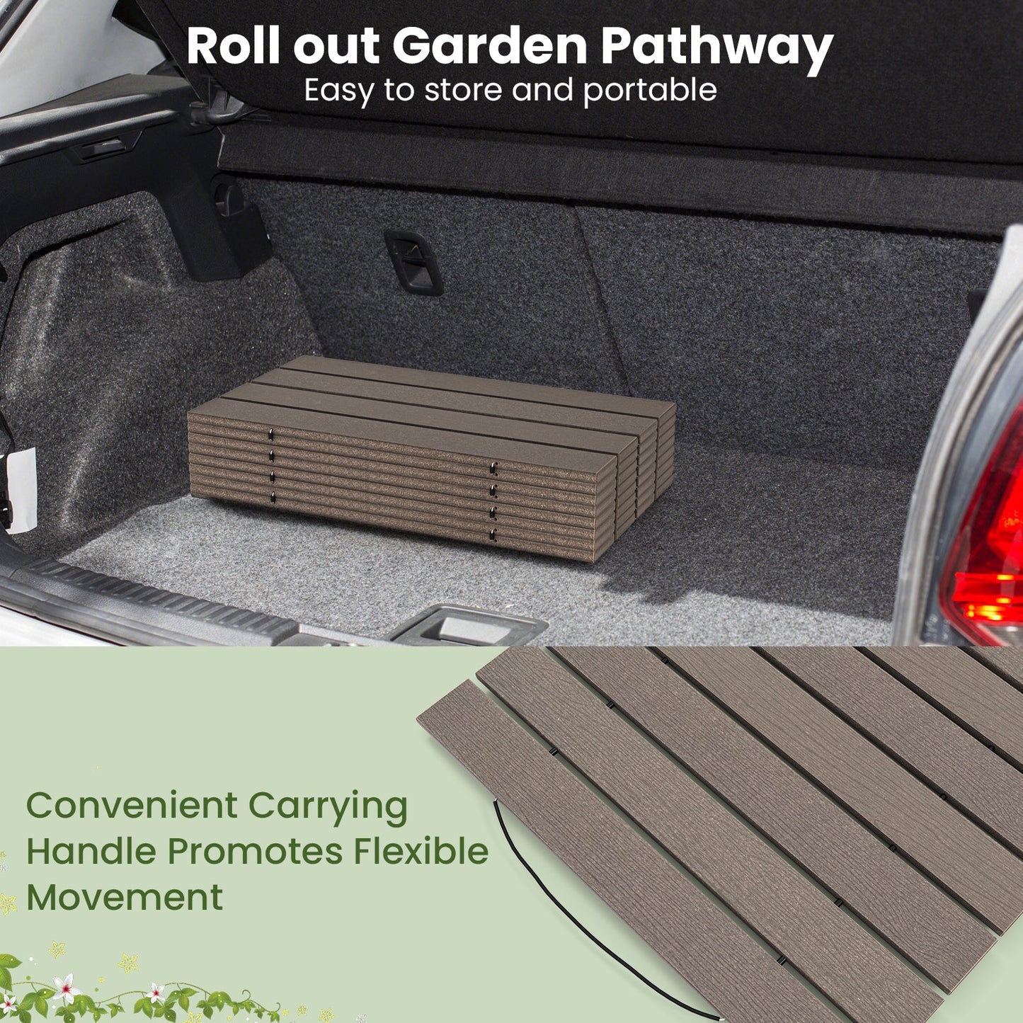8 Ft Outdoor Garden Pathway Patio Roll Out Straight Walkways with Metal Wire Connection