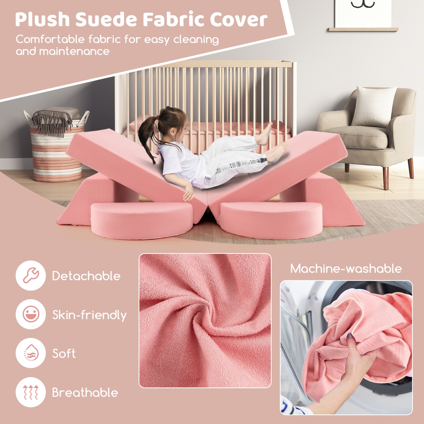 Kids Modular Play Sofa 8-Piece Set with Washable Cover
