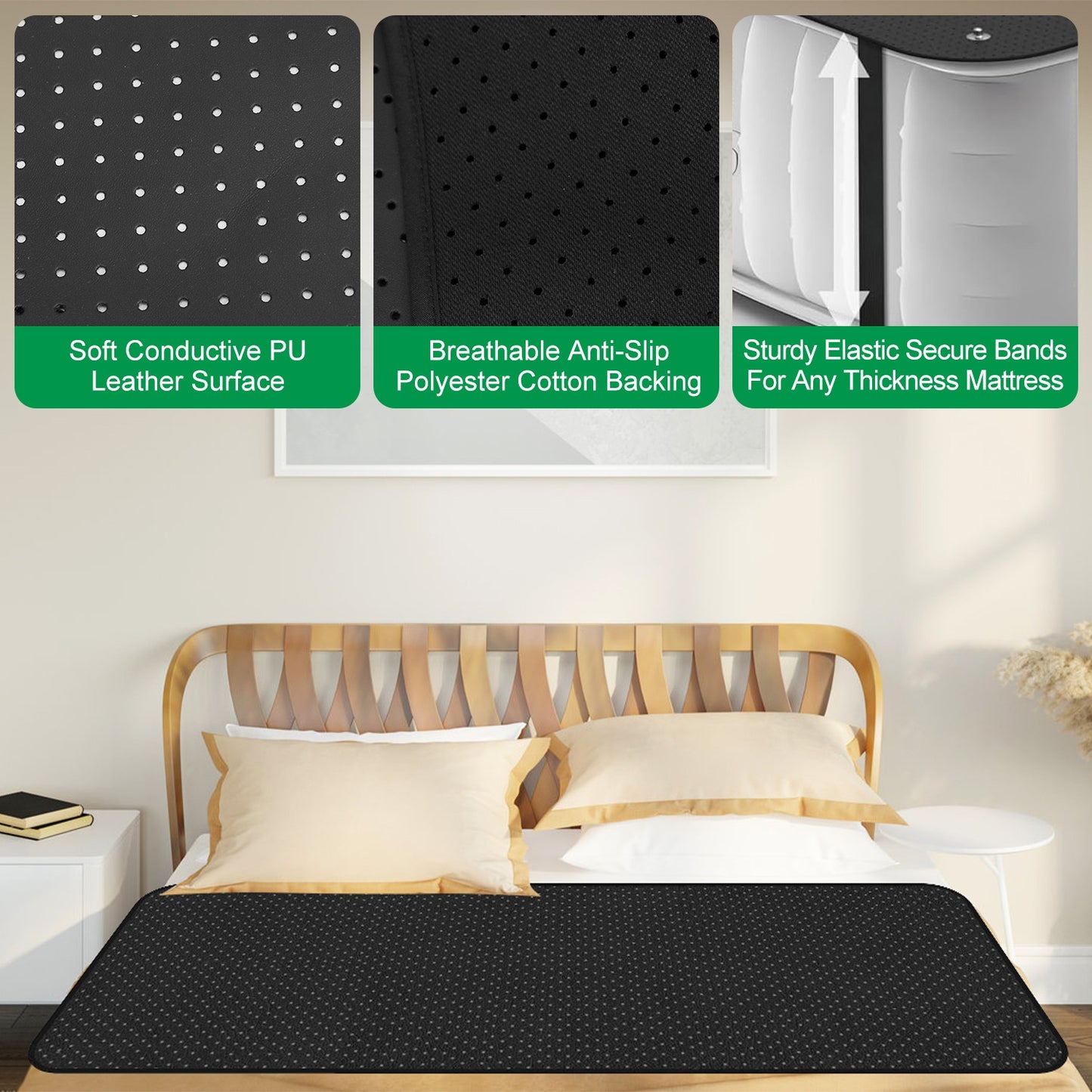 Grounding Mat with 15ft Cord – PU Leather Anti-Slip Design