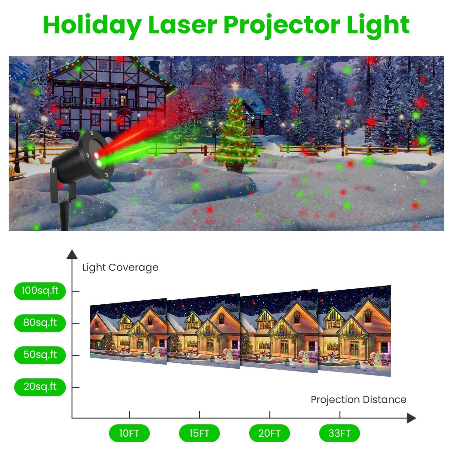 Outdoor Laser Projector Light with Red & Green Firefly Effects