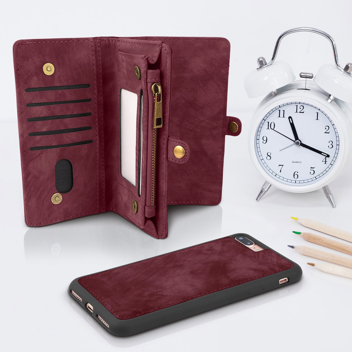 iPhone 7 Plus Wallet Case with Detachable Magnetic Cover