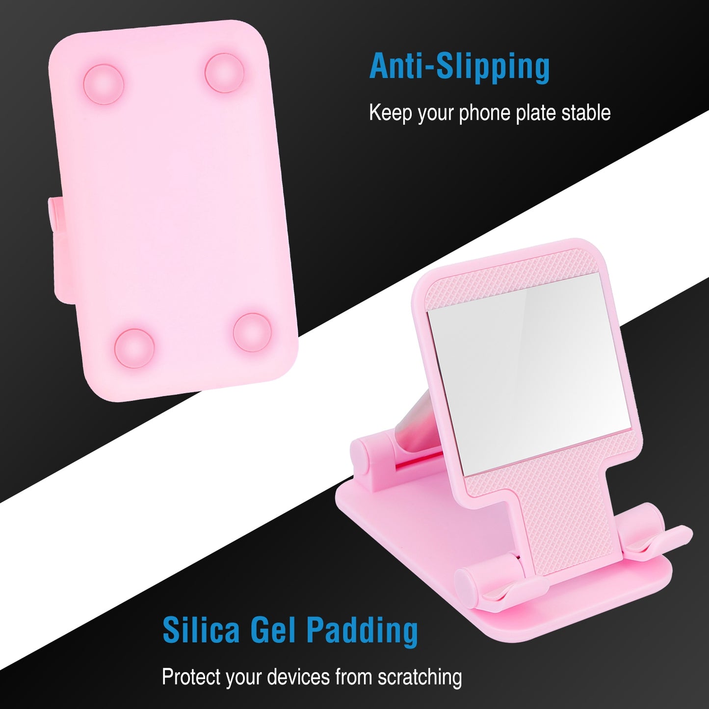 Adjustable Phone Stand for Desk with Mirror - 4-12.9 Inch