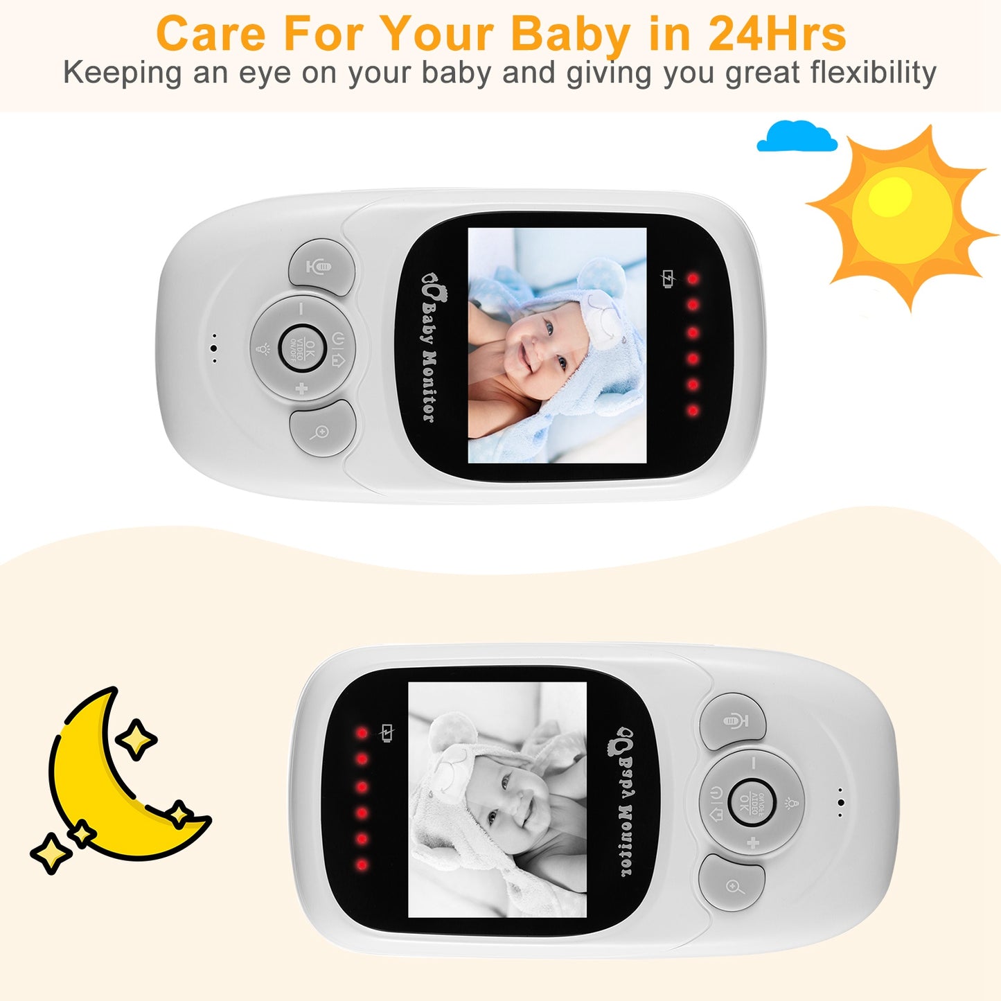 Video Baby Monitor with 2.4" LCD Screen and Night Vision