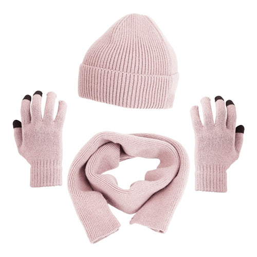 3Pcs Winter Warm Beanie and Touch Screen Gloves