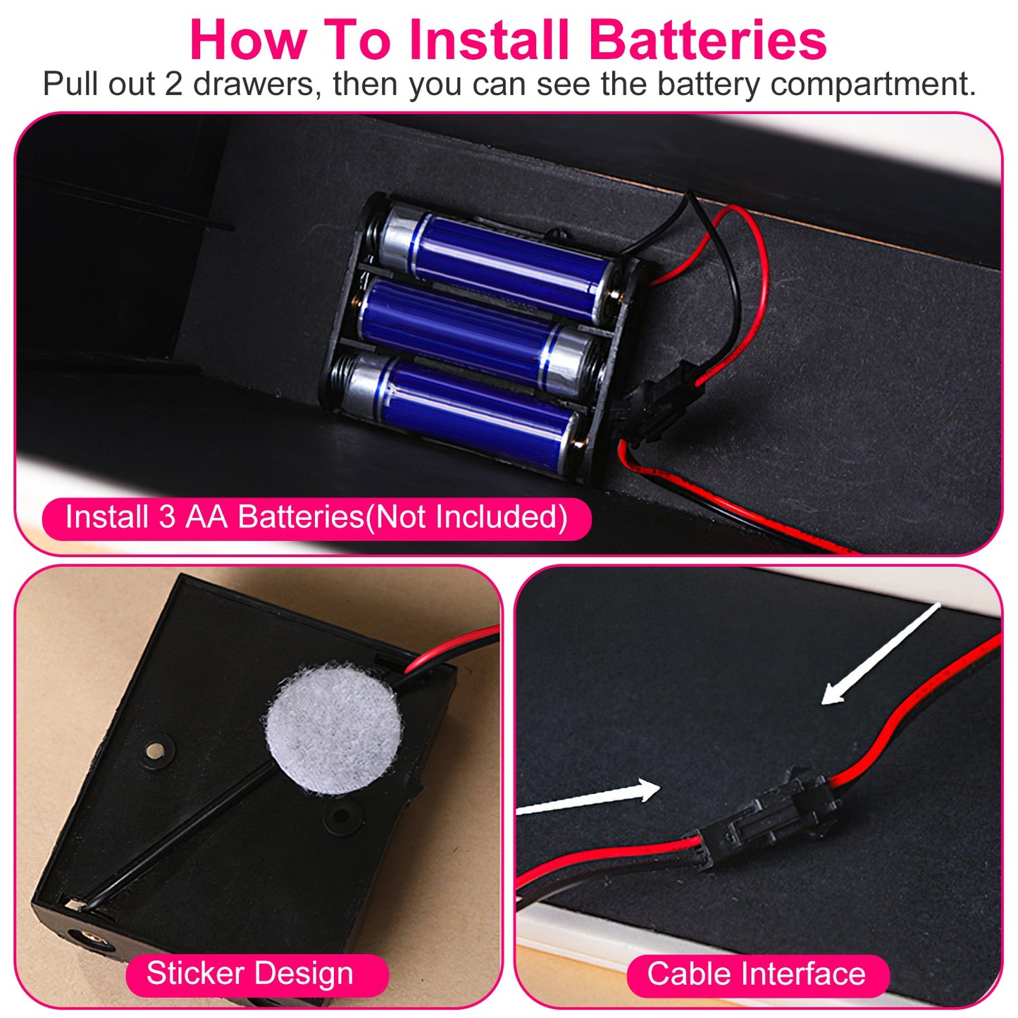 LED Mirror Jewelry Box with 2 Drawers