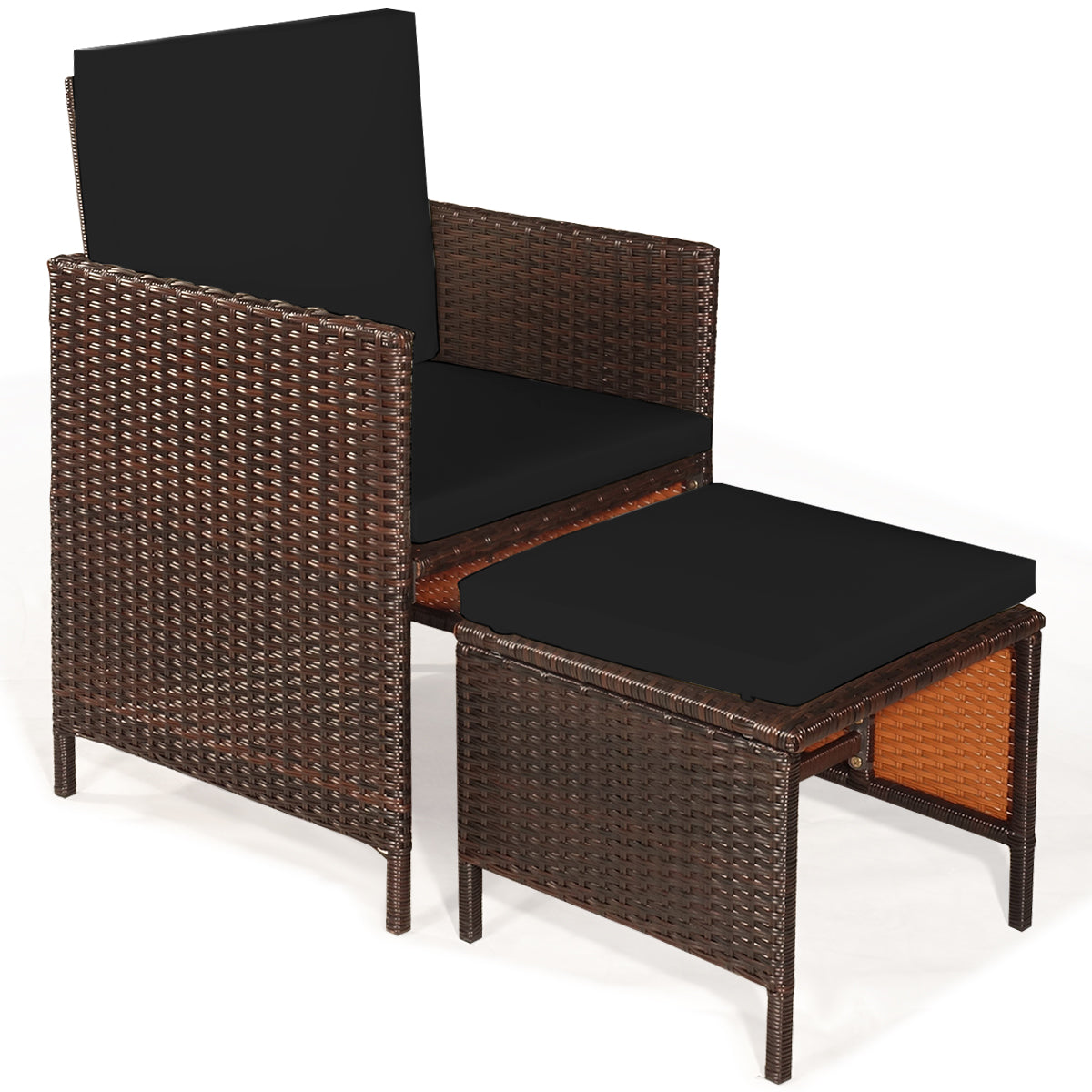 9-Piece Patio Rattan Dining Set with Cushioned Chairs