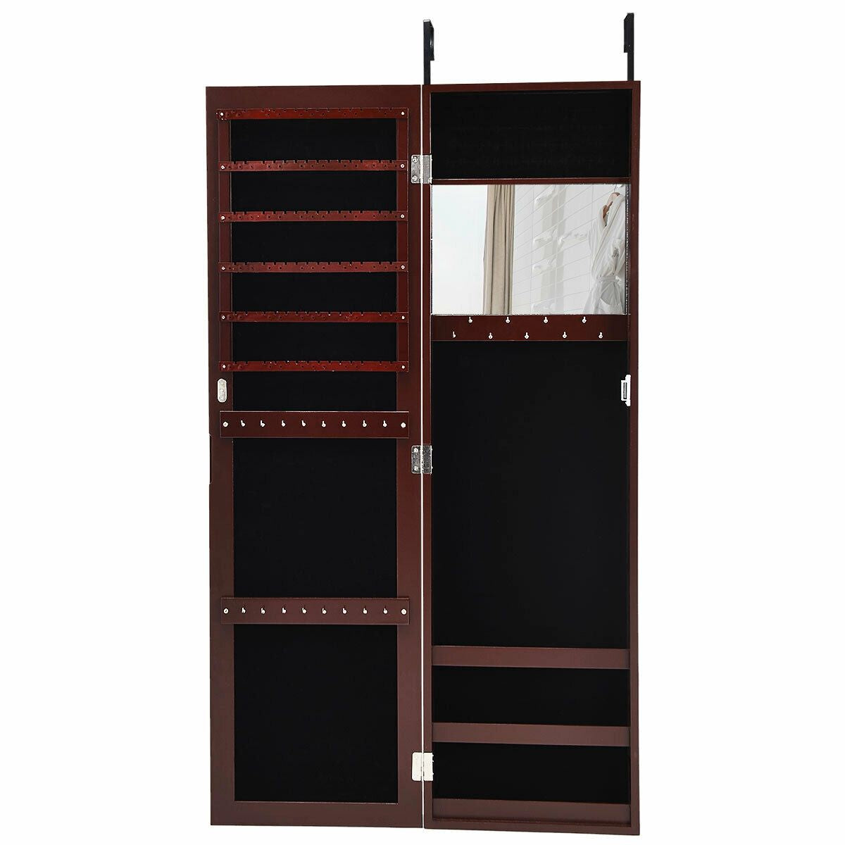 Full Length Mirror Jewelry Cabinet with Wall Mount