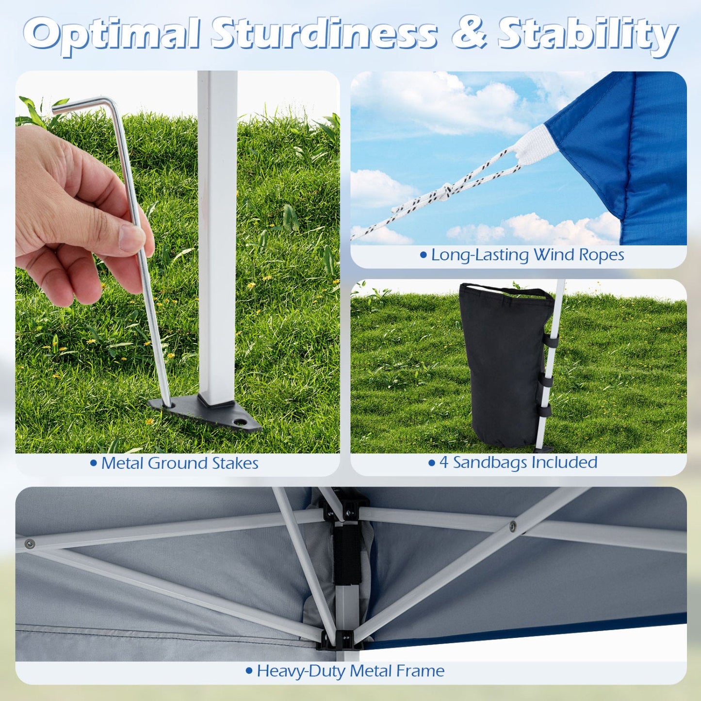 Pop Up Canopy Tent 9x9 ft with Carry Bag and Stakes