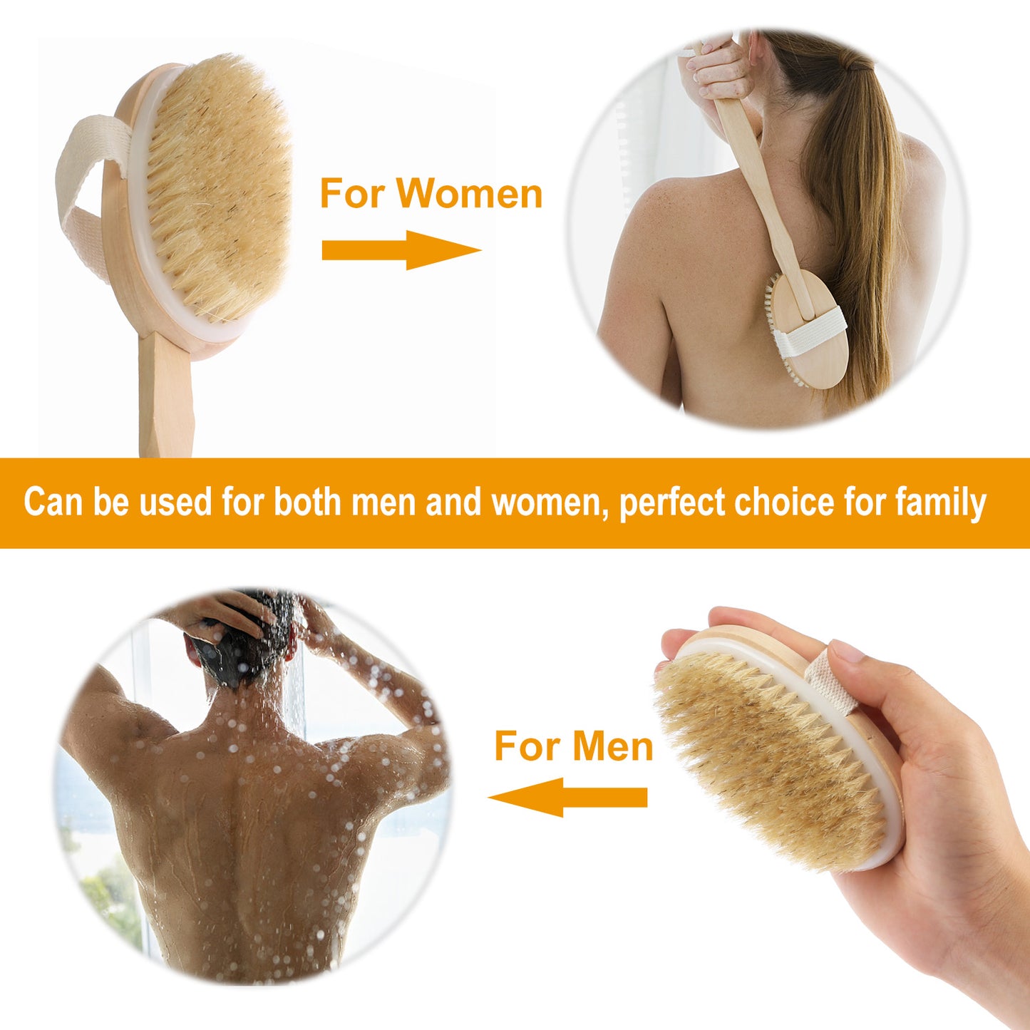 15" Bath Brush Shower Body Back Scrubber