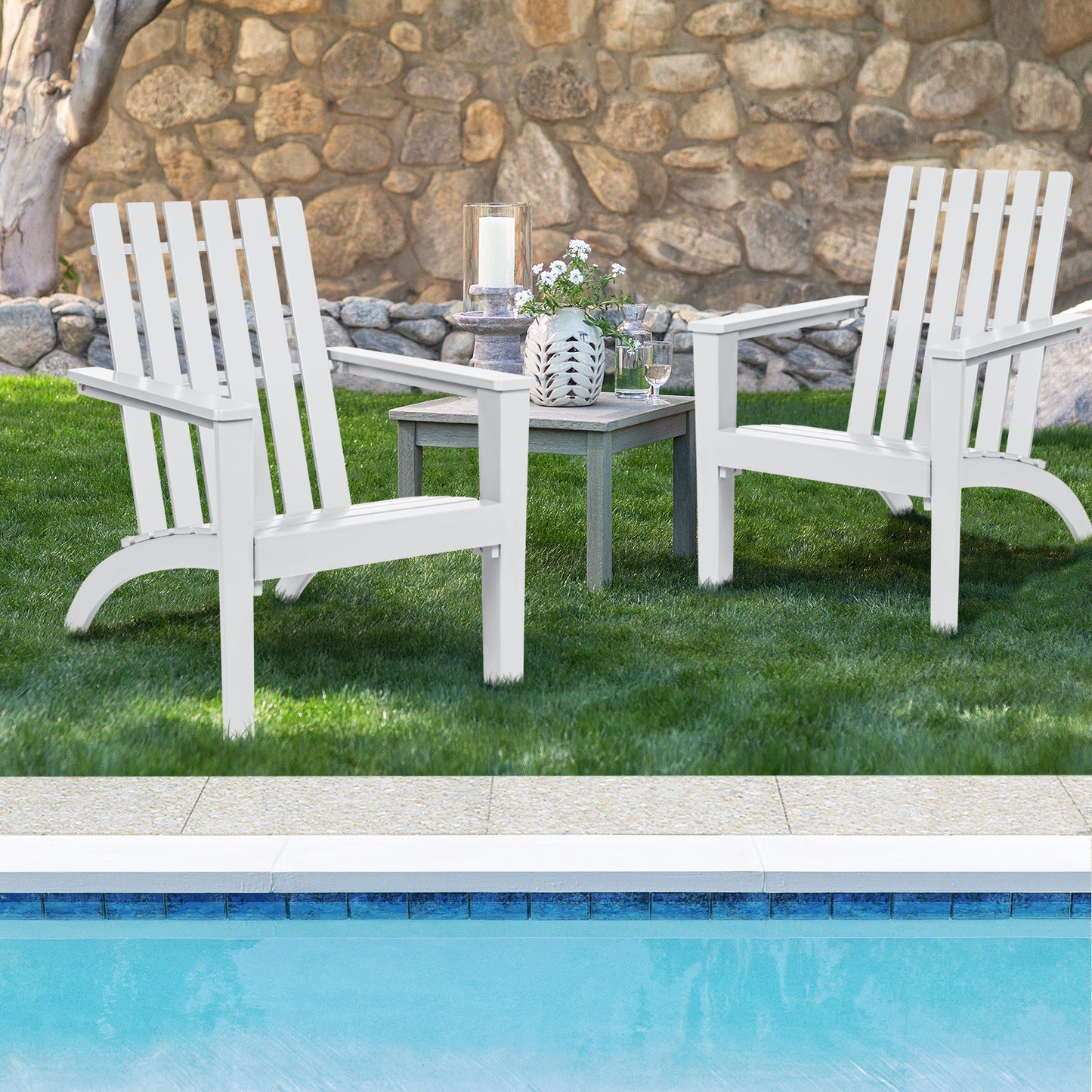 Acacia Wood Adirondack Chair with Ergonomic Backrest