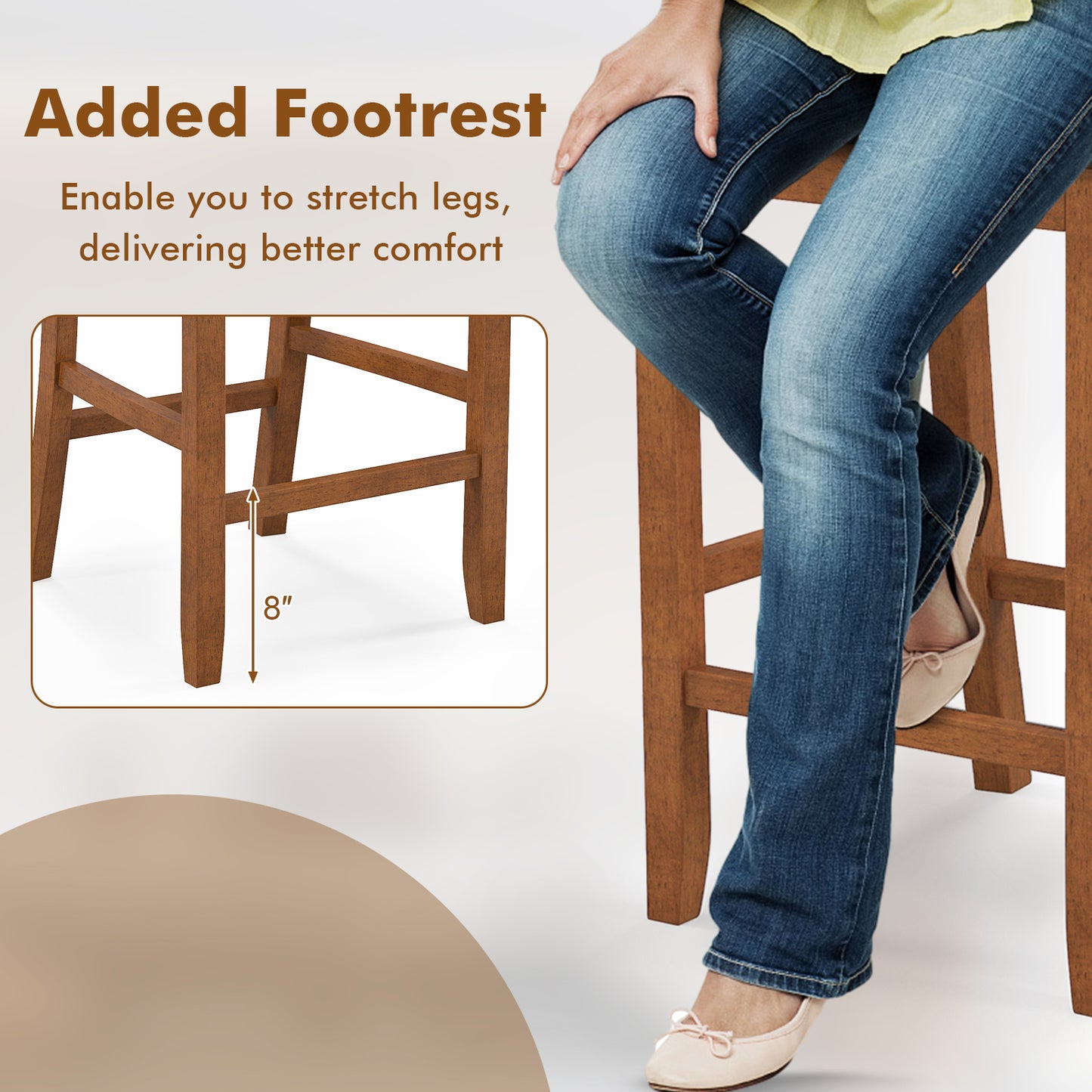 Counter Height Bar Stools with Backrest - Set of 2