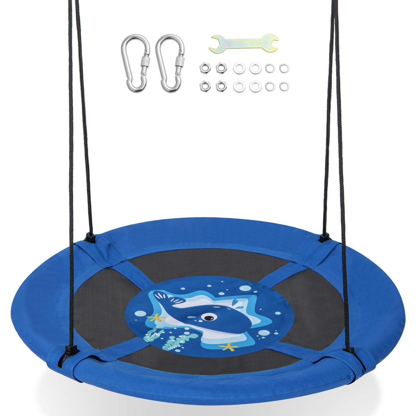 40 Inches Saucer Tree Swing with Adjustable Hanging Ropes and 900D Oxford Fabric