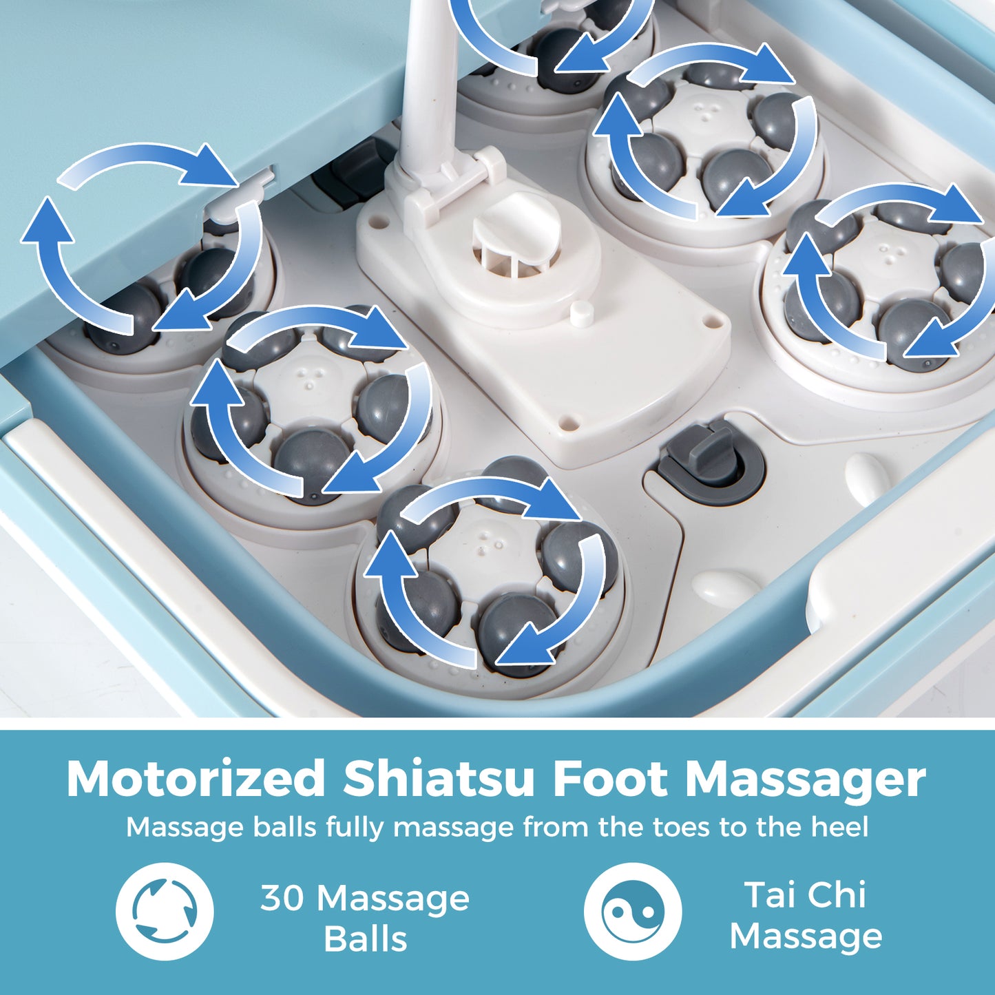 Collapsible Foot Spa Massager Foot Bath Tub with Heat Shower and Timer-Blue