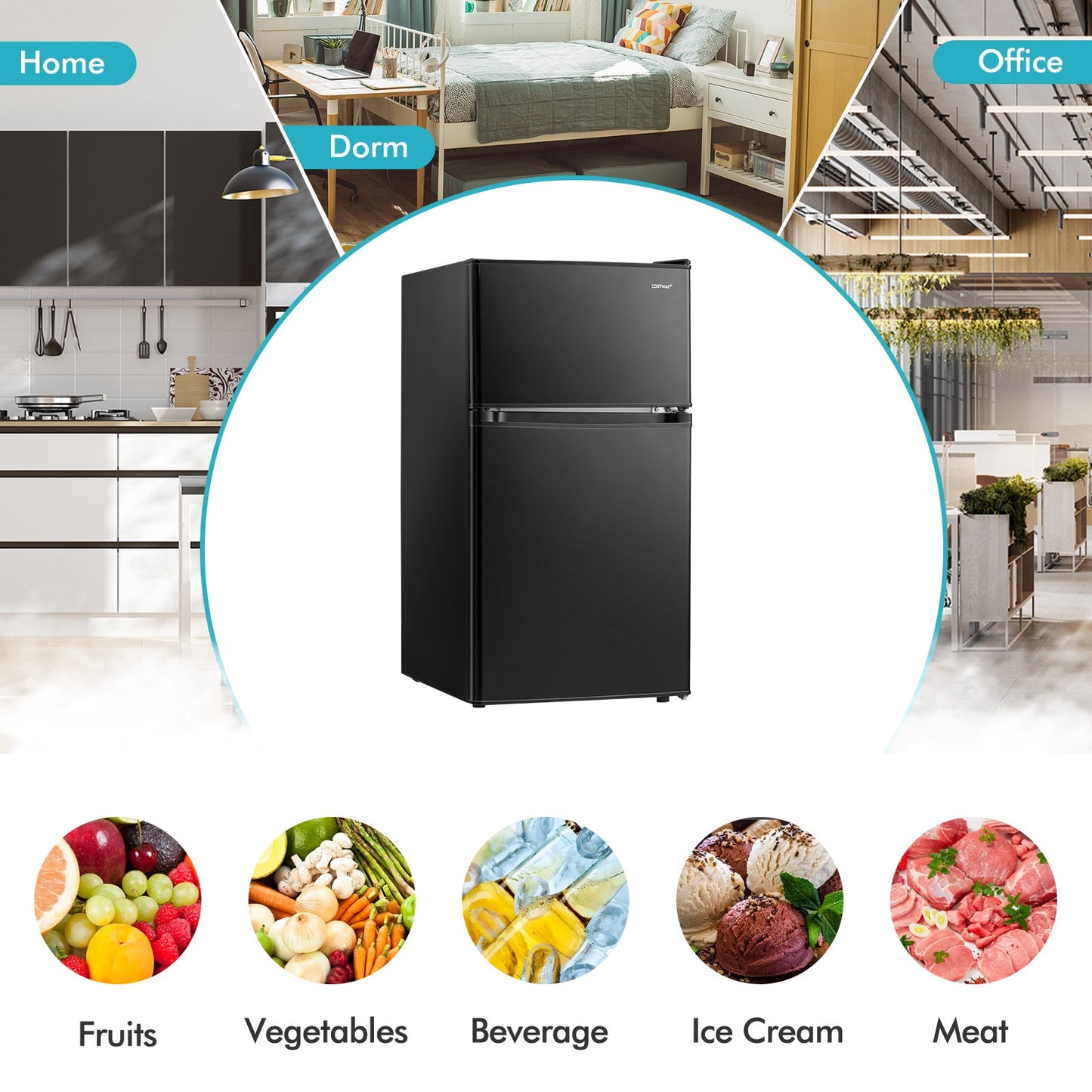 3.2 Cu. Ft Compact Mini Fridge with 5 Temperature Settings