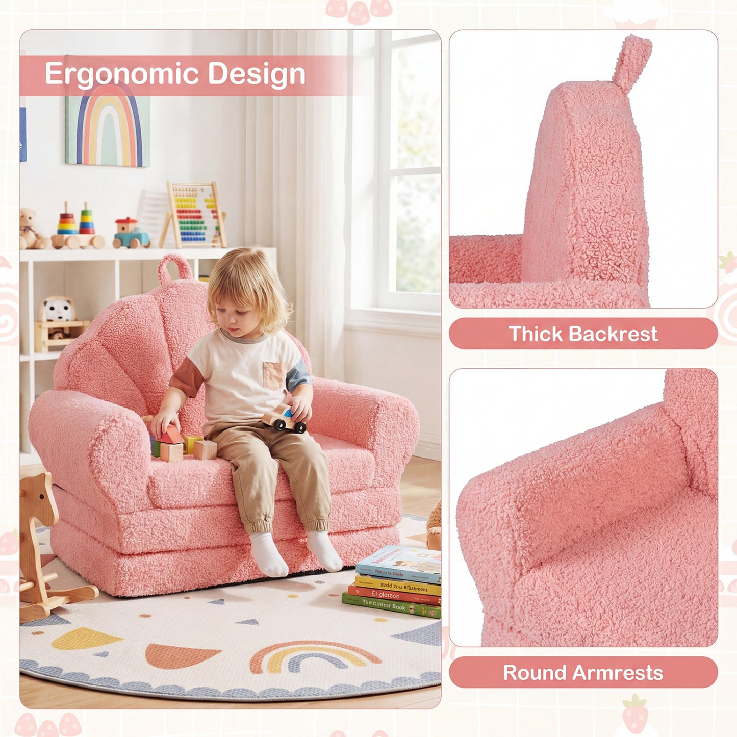Convertible Kids Sofa 2-in-1 Fold Out Toddler Chair