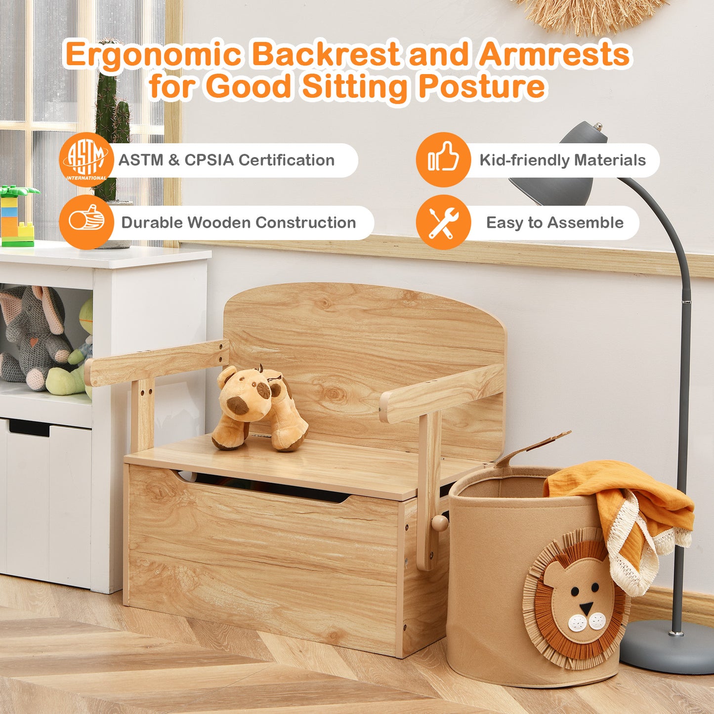 Kids Convertible Storage Bench Activity Table and Chair Set