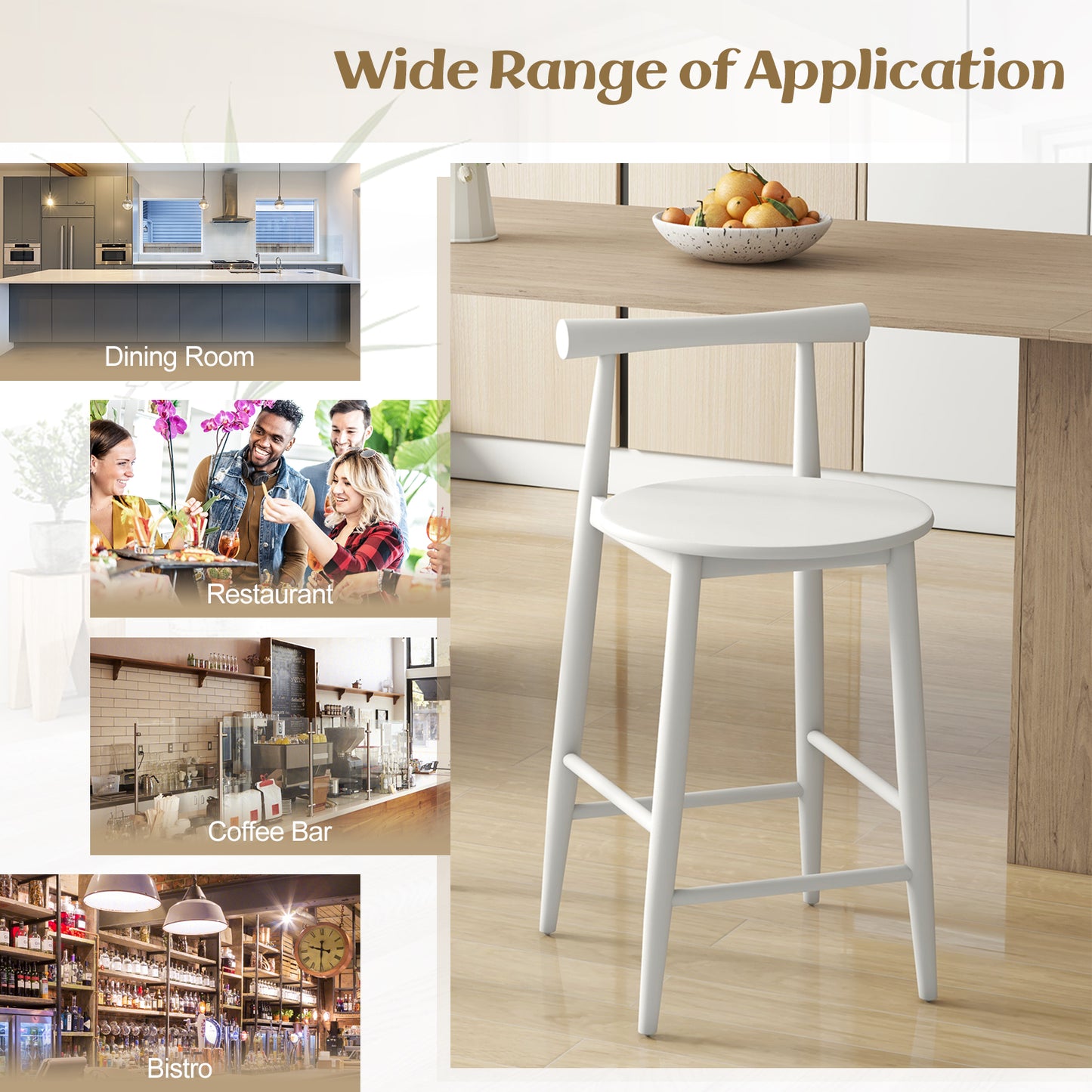 Counter Height Bar Stool with Acacia Wood Frame - 24" Seat