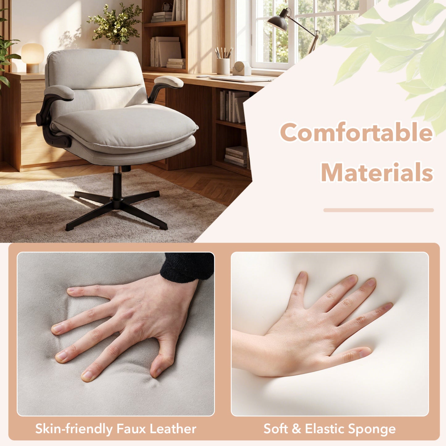 Ergonomic Office Chair with Flip-Up Arms and Adjustable Height