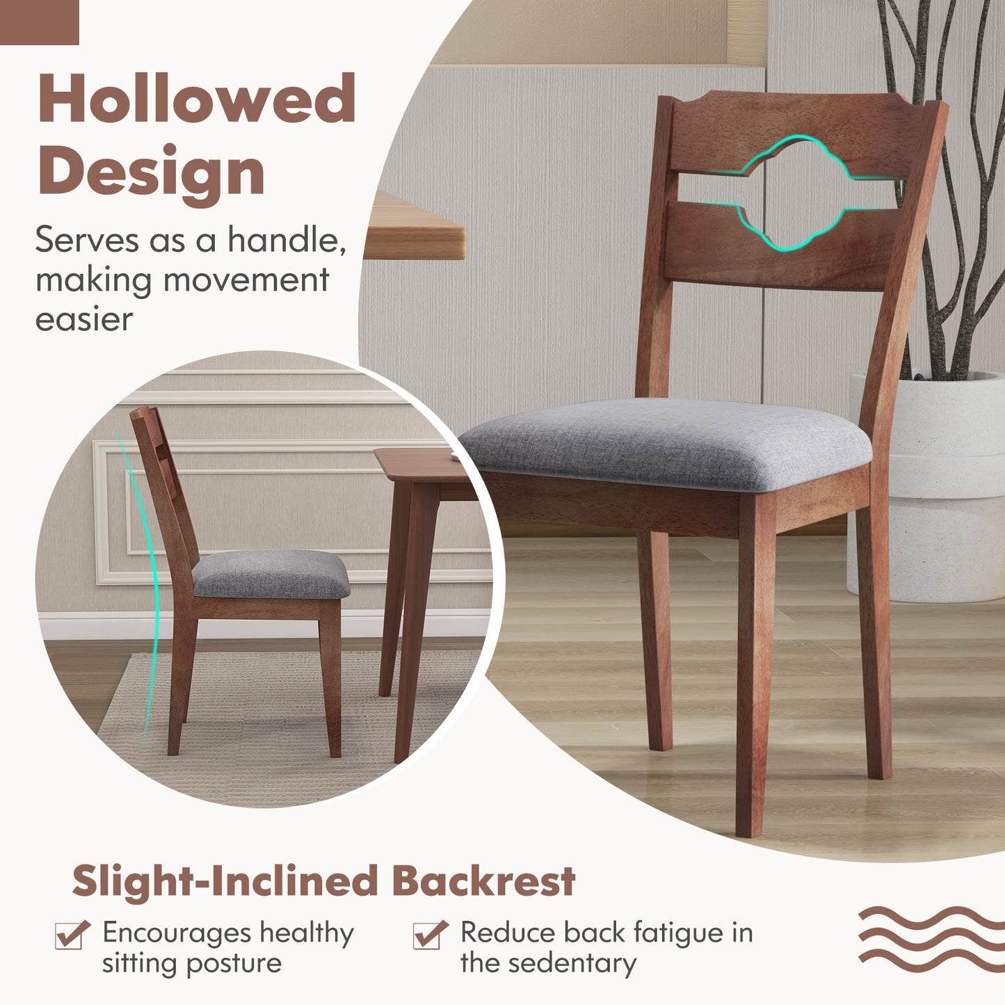 Upholstered Dining Chairs Set of 2 with High Back