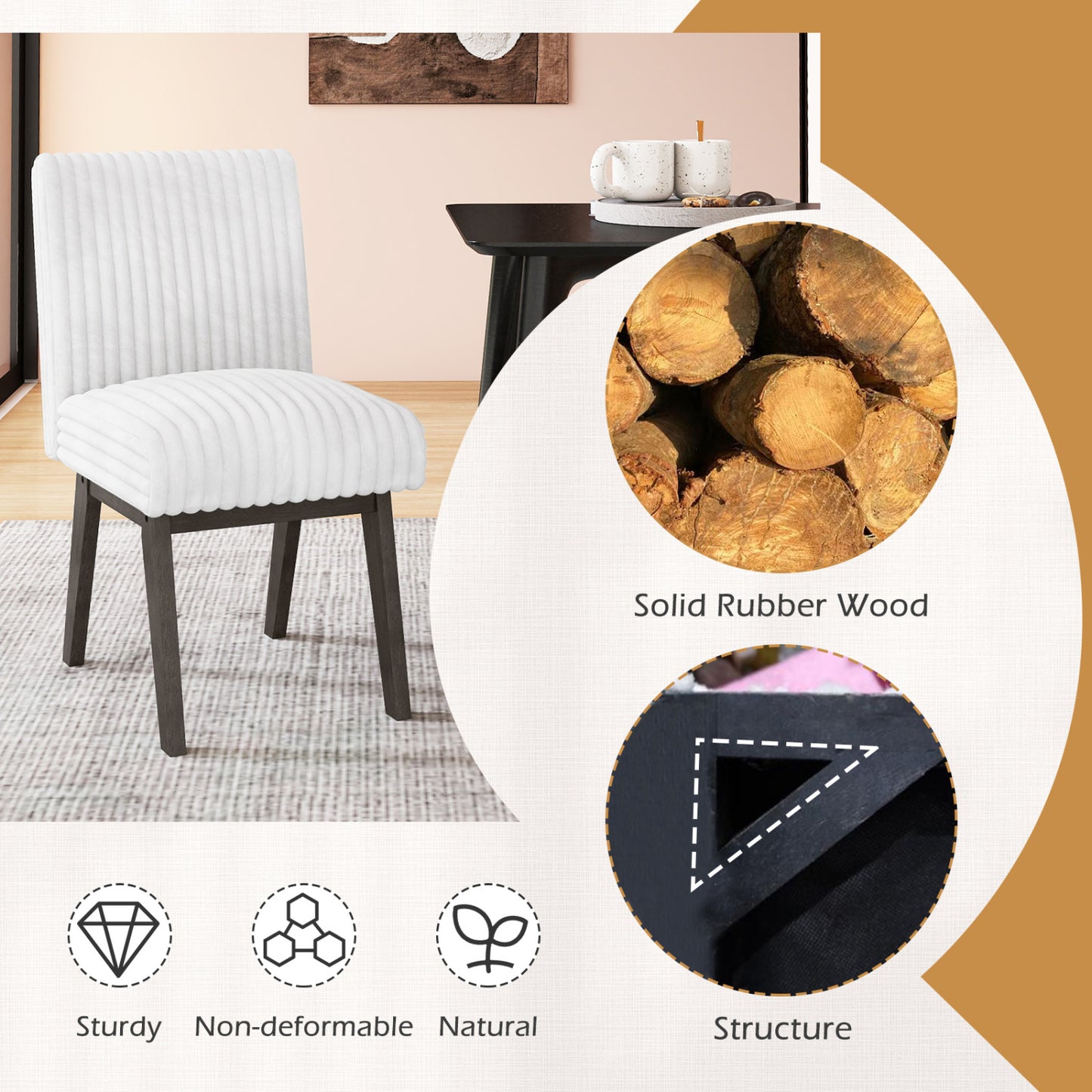 Upholstered Dining Chairs Set of 4 with Tufted Back