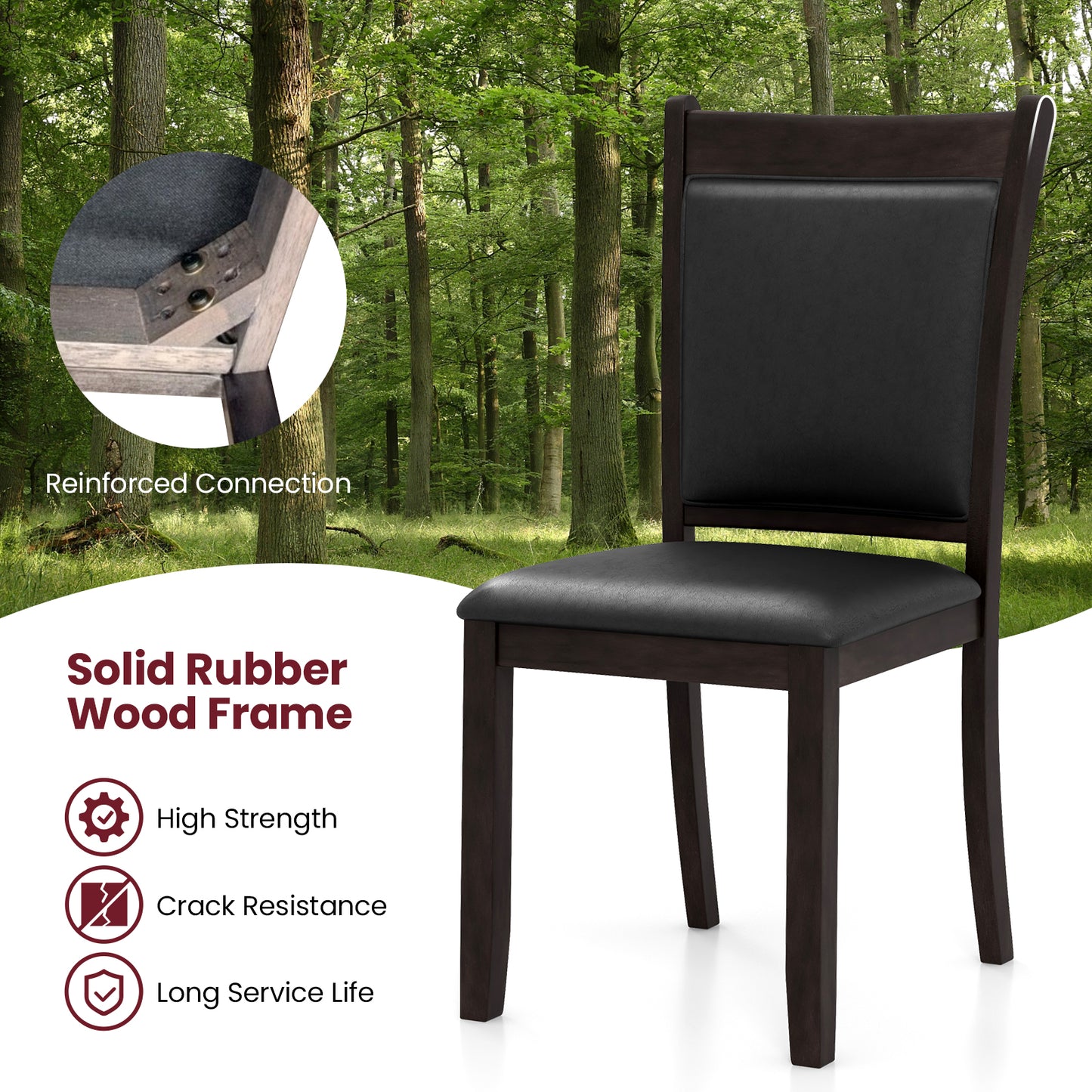 Upholstered Dining Chairs Set of 2 with Padded Seat - Gray