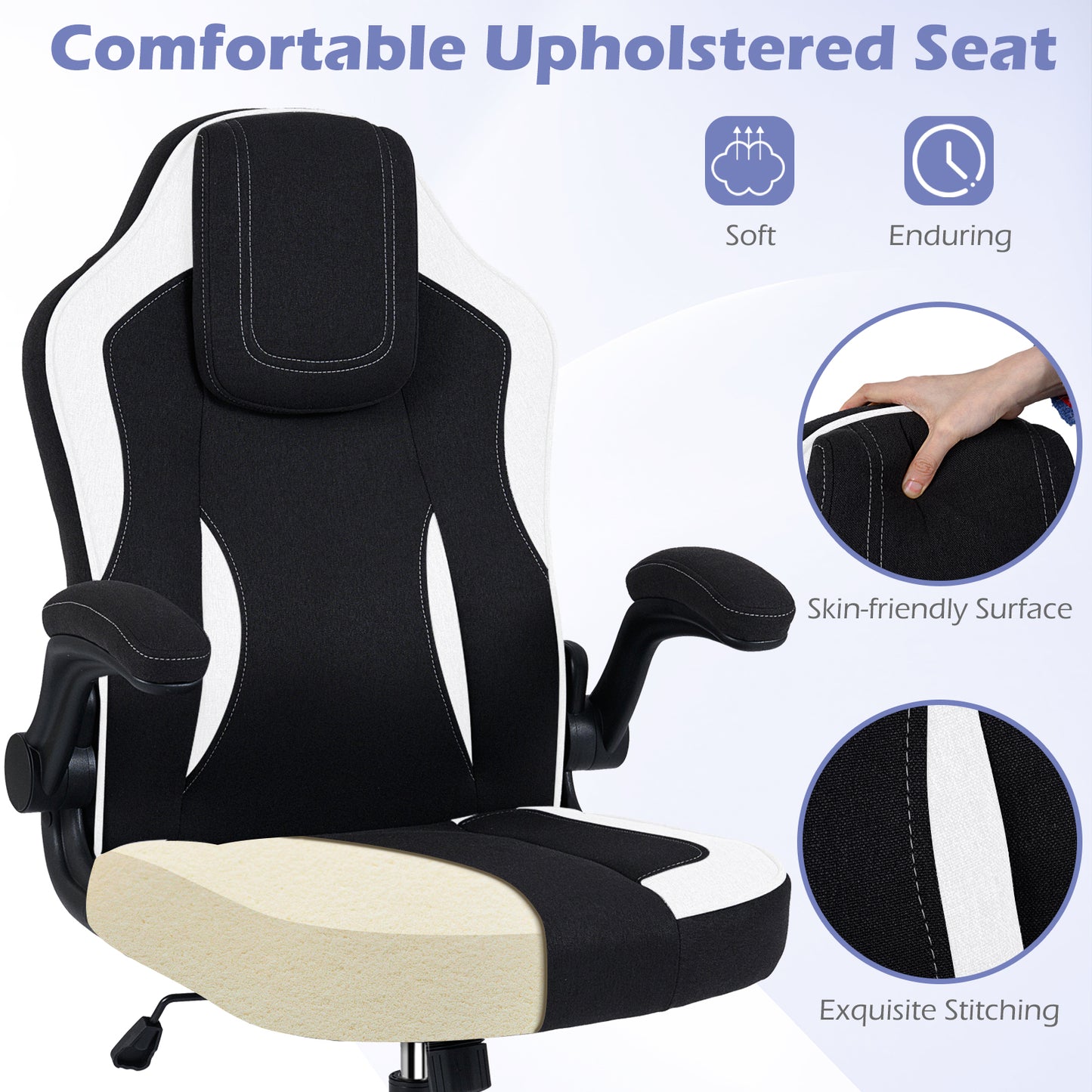 Ergonomic Office Chair with Flip-Up Armrests and Lumbar Support