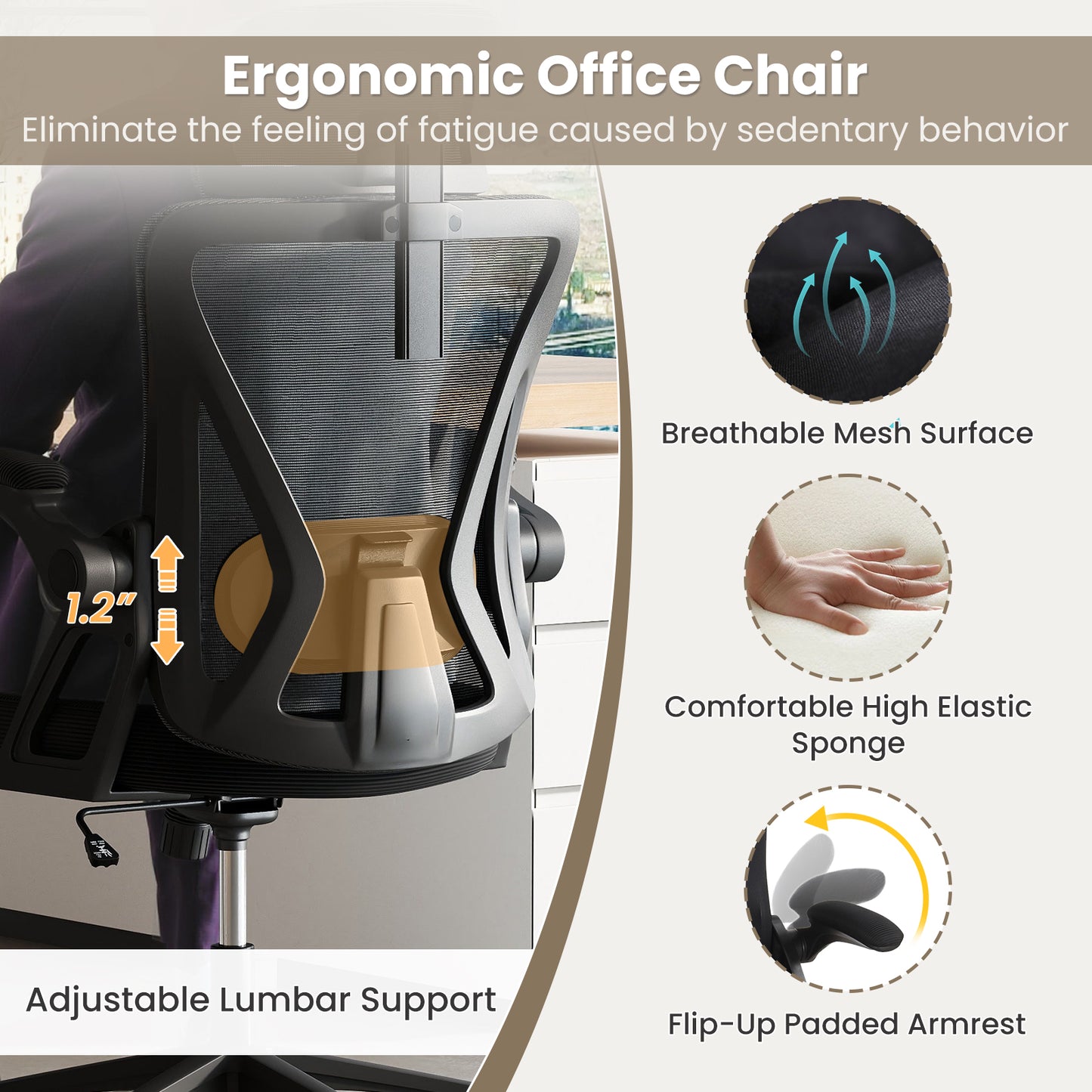 Ergonomic Mesh Office Chair with Adjustable Lumbar Support