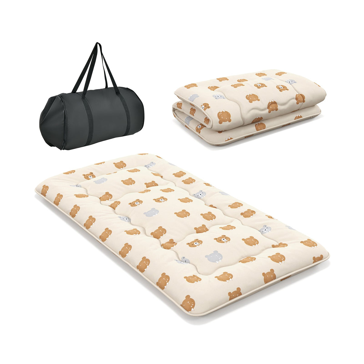 Foldable Futon Mattress with Washable Cover and Carry Bag for Camping
