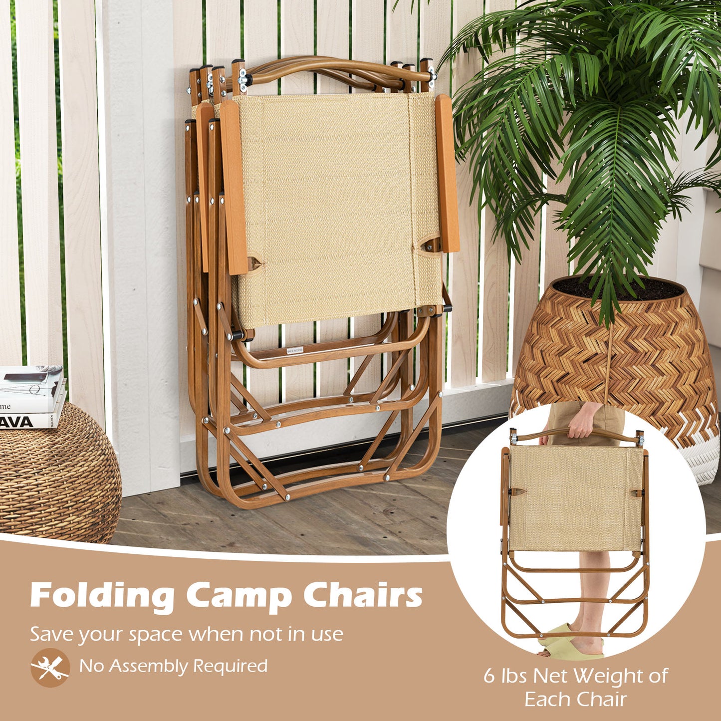 Folding Camp Chairs Set of 2 - Lightweight Portable Beach Chairs