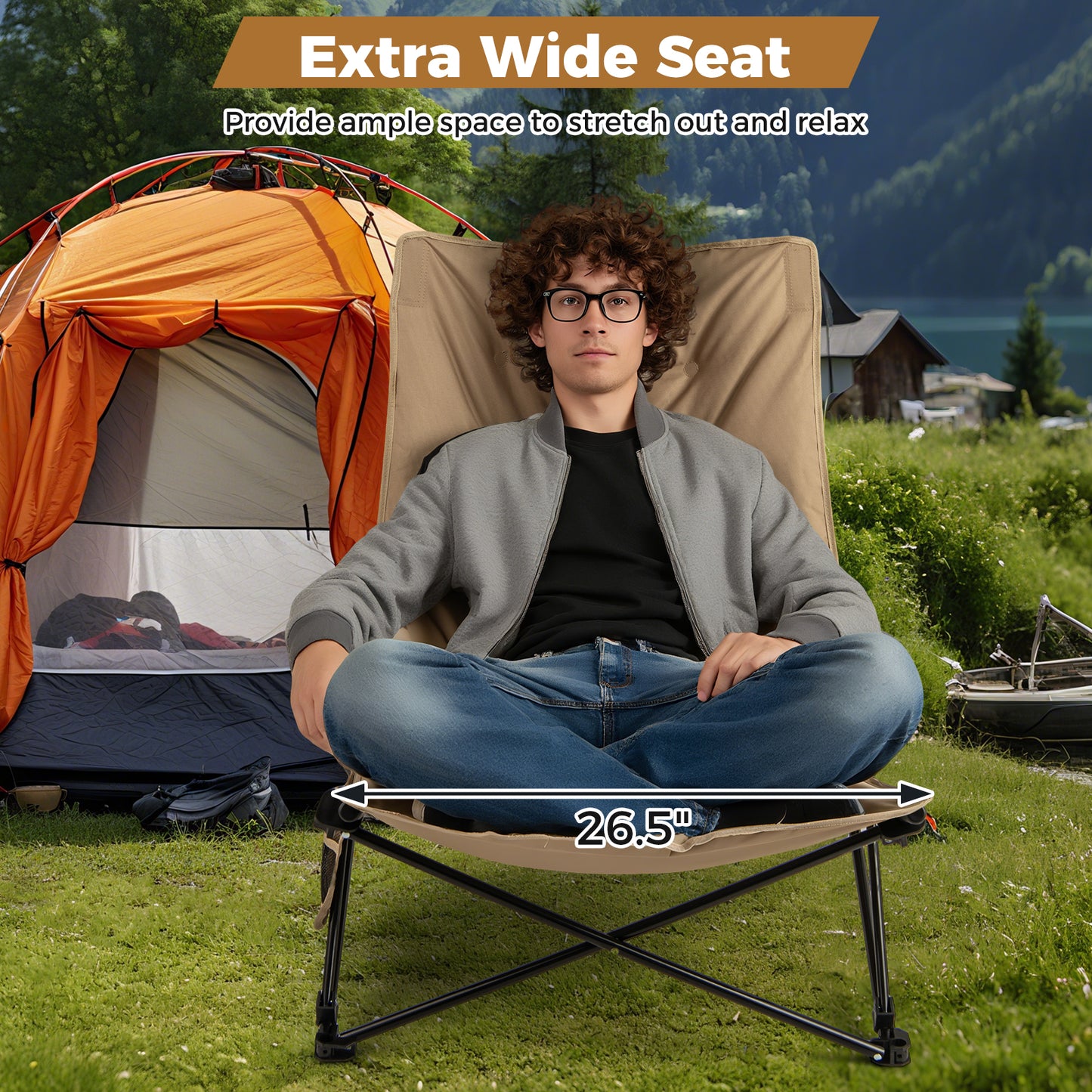 Folding Camping Chair with Adjustable Backrest and Carry Bag