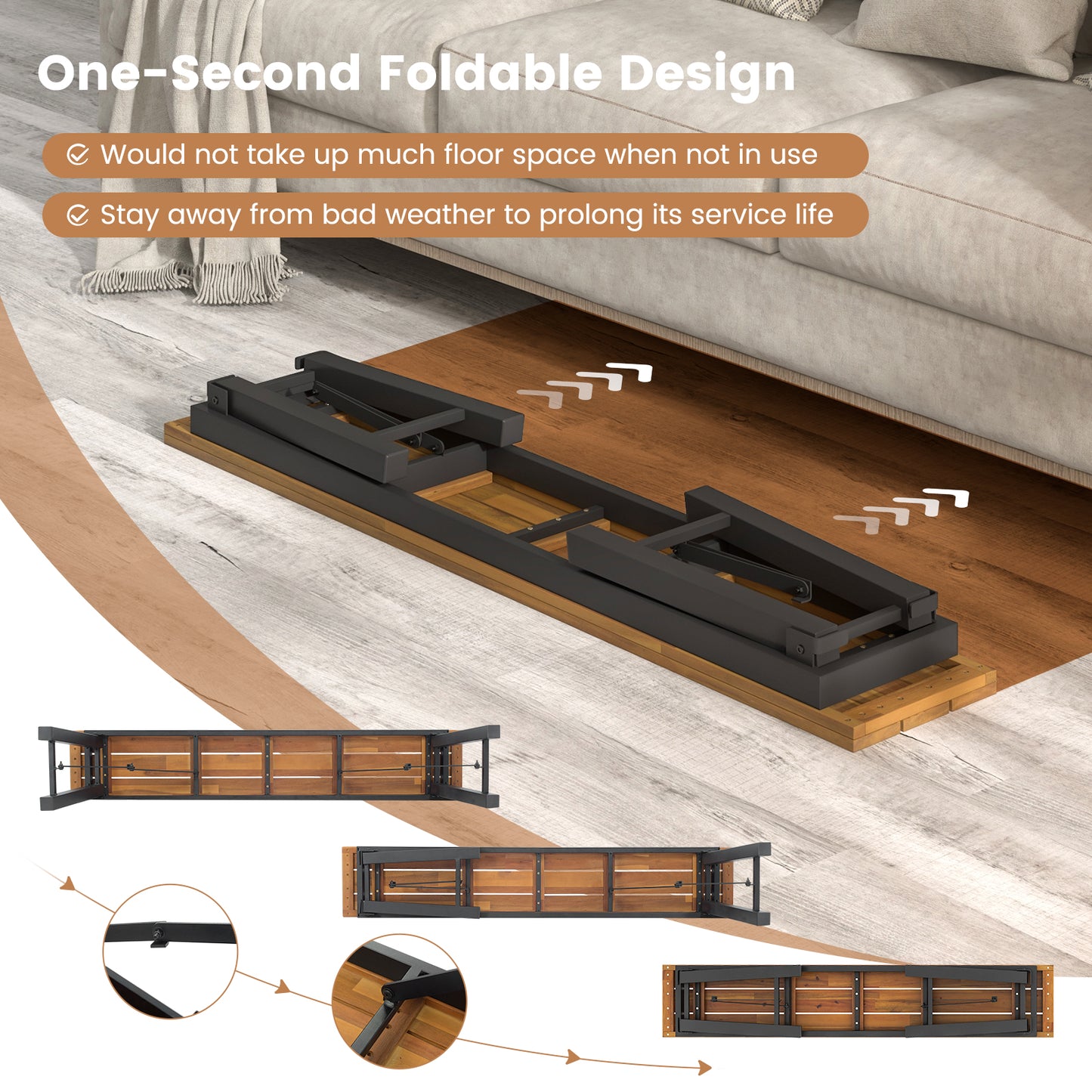 Folding Picnic Bench Set - Acacia Wood Outdoor Seating