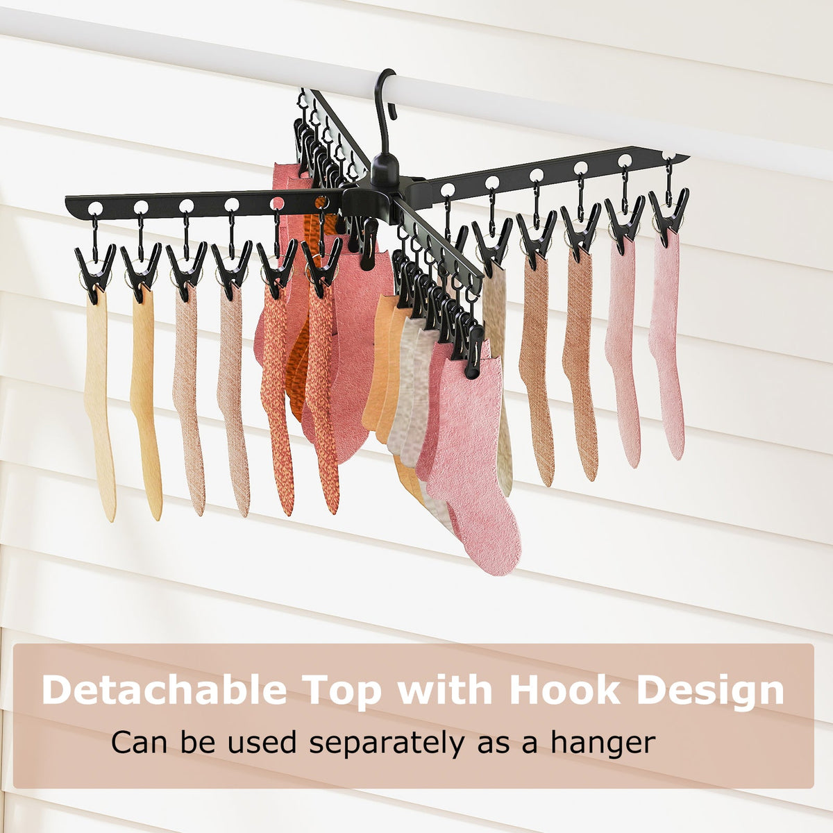 3-Tier Tripod Freestanding Folding Clothes Drying Rack with 24 Clips-Black